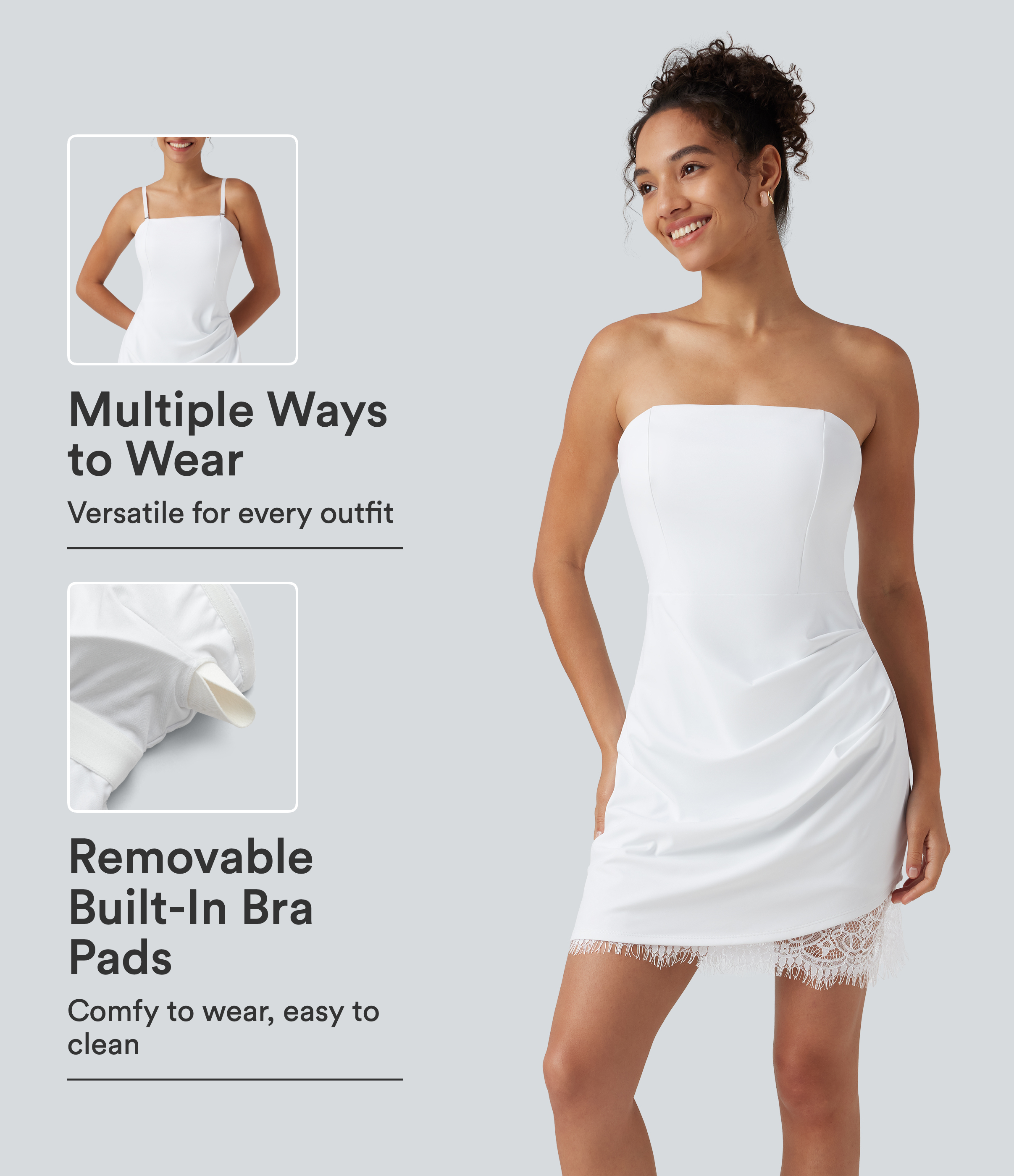 Softlyzero™ Airy Built-in Bra Contrast Lace Cool Touch Mini Slip Dress-UPF50+