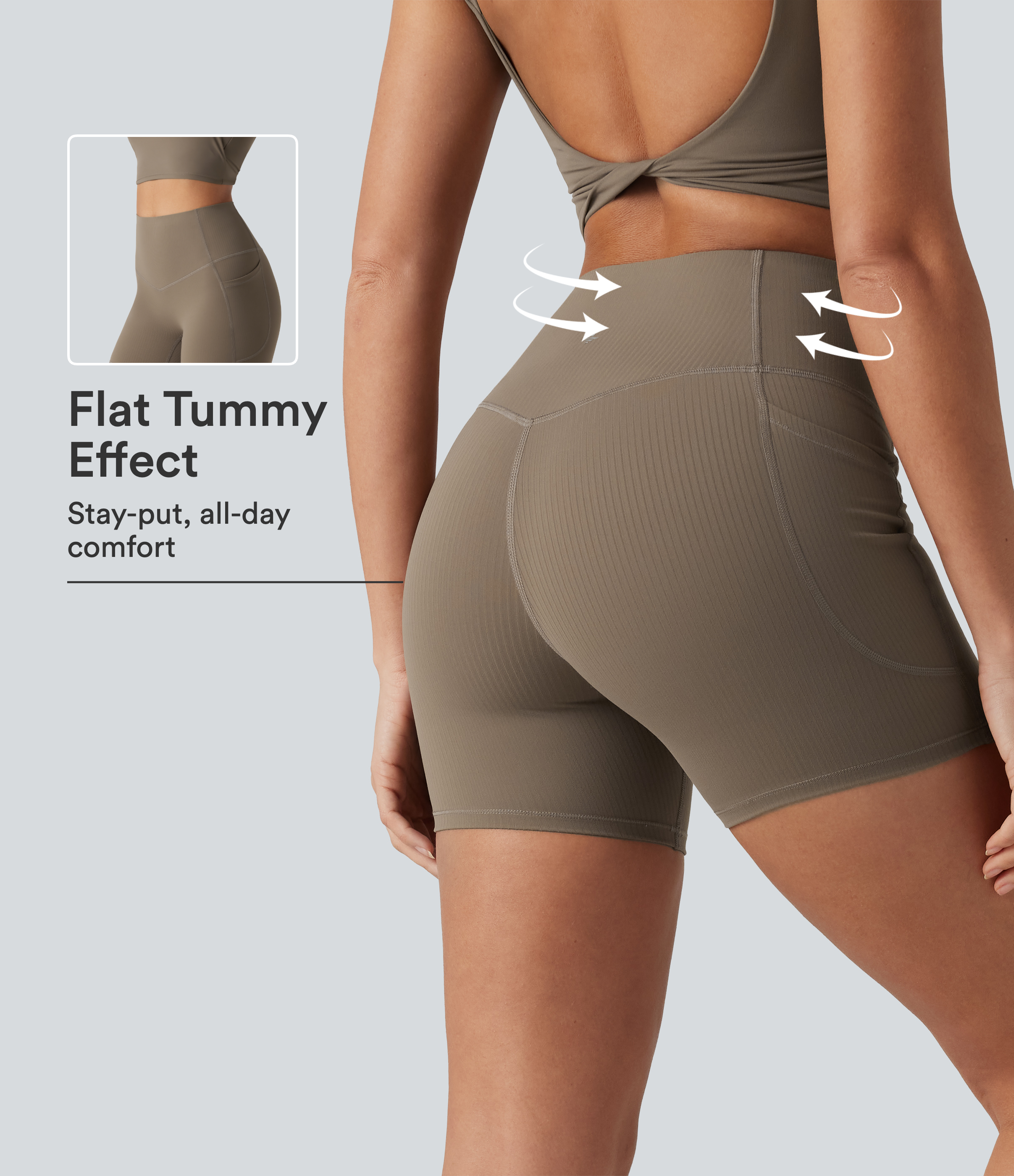 Halara UltraSculpt™ Ribbed High Waisted Tummy Control Yoga Biker Shorts 5'' with Pockets