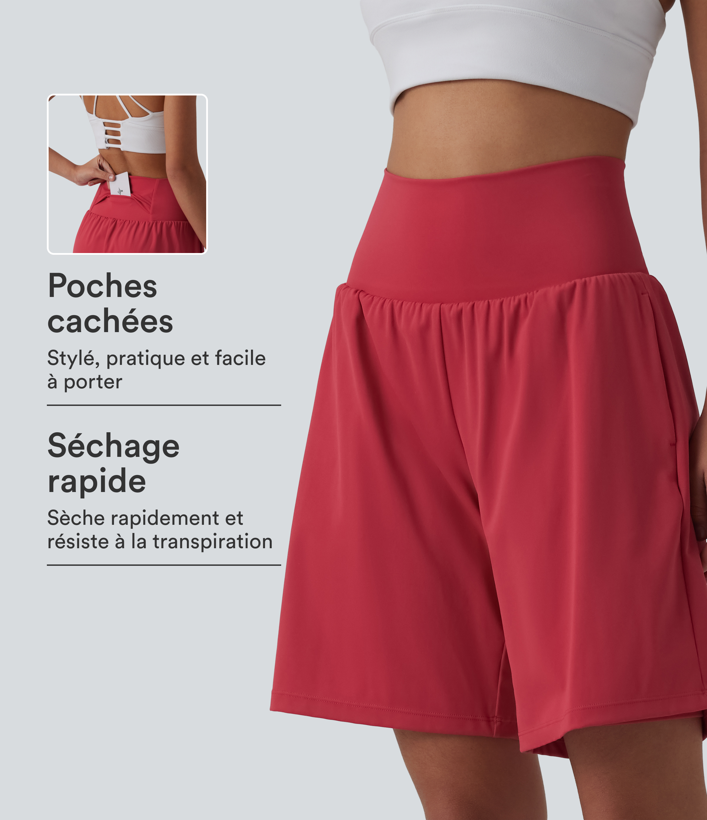 Short de yoga 2-en-1 SoftlyZero™ Airy taille super haute toucher frais 22,8 cm avec poches