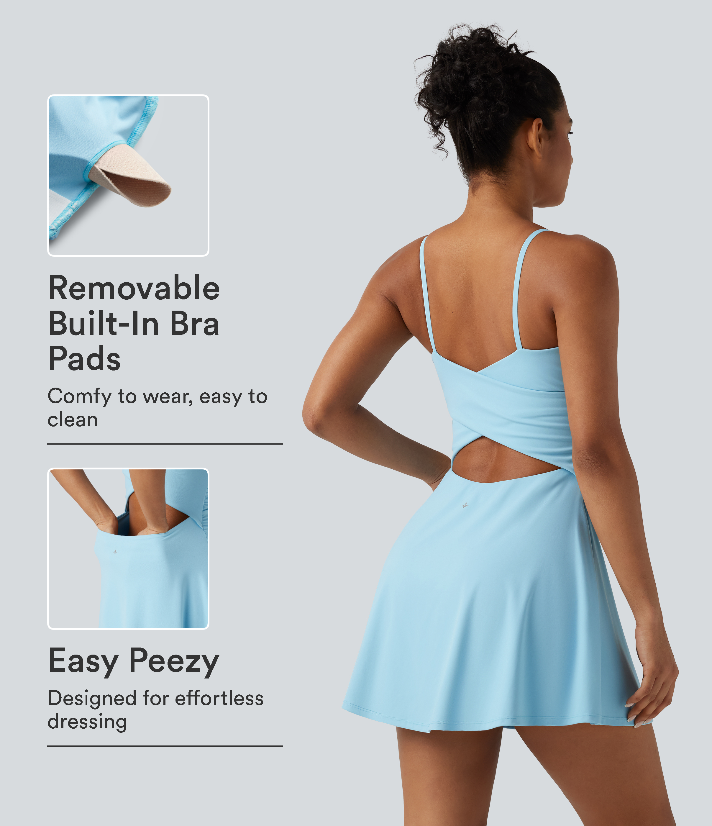 SoftlyZero™ Airy Built-in Bra 2-in-1 Cool Touch Mini Yoga Active Dress with Pockets-Easy Peezy Edition