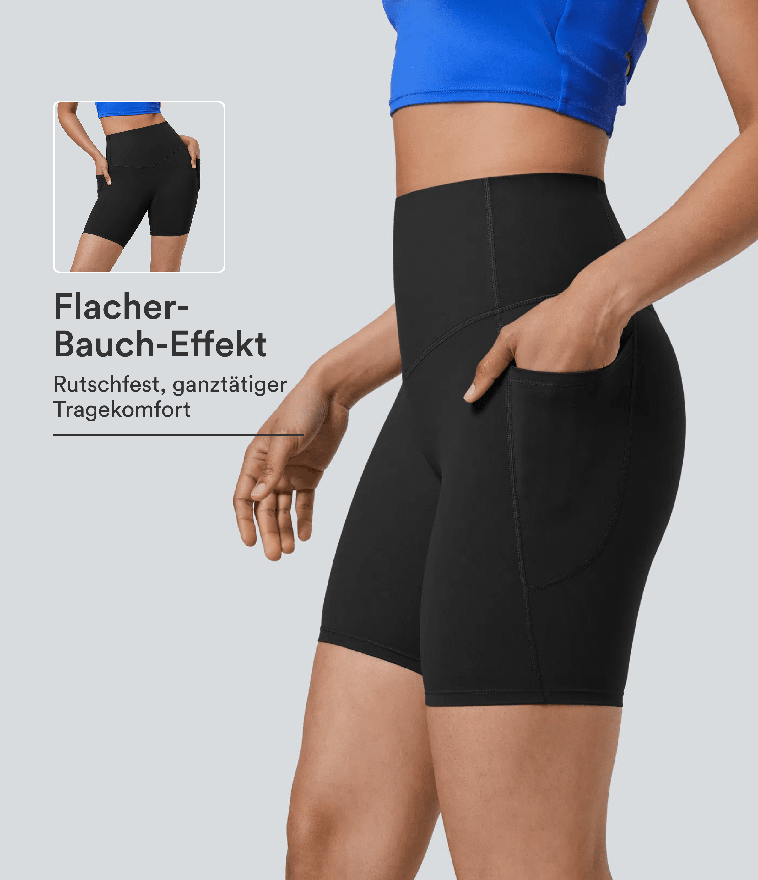 Halara UltraSculpt™ - Formende Workout-Shorts mit hohe Bund, Seitentaschen und Bauchkontrolle - 17,8 cm