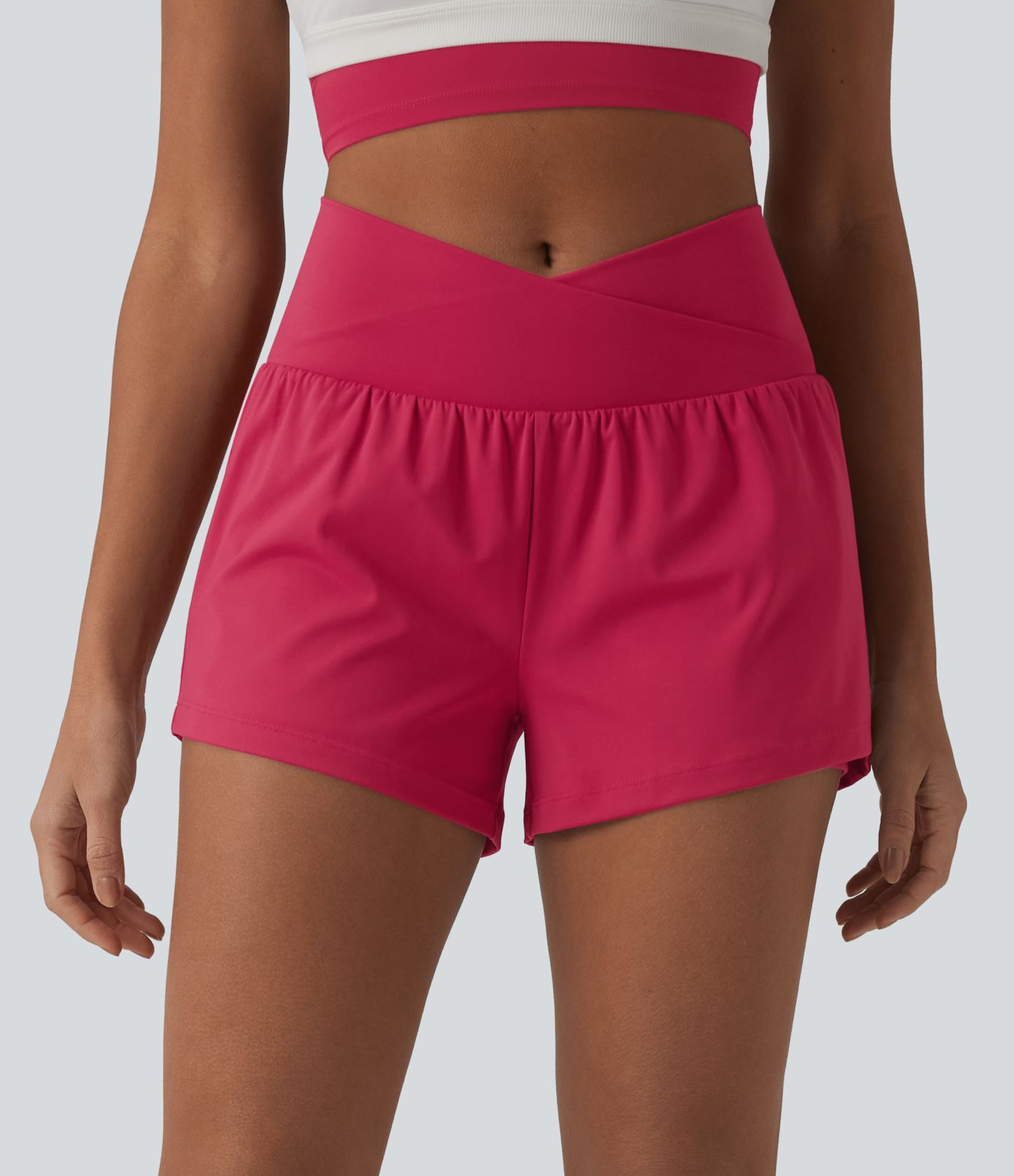 SoftlyZero™ Airy - 2-in-1 Yoga-Shorts mit hohem Crossover-Bund, Bundtasche und Cool-Touch