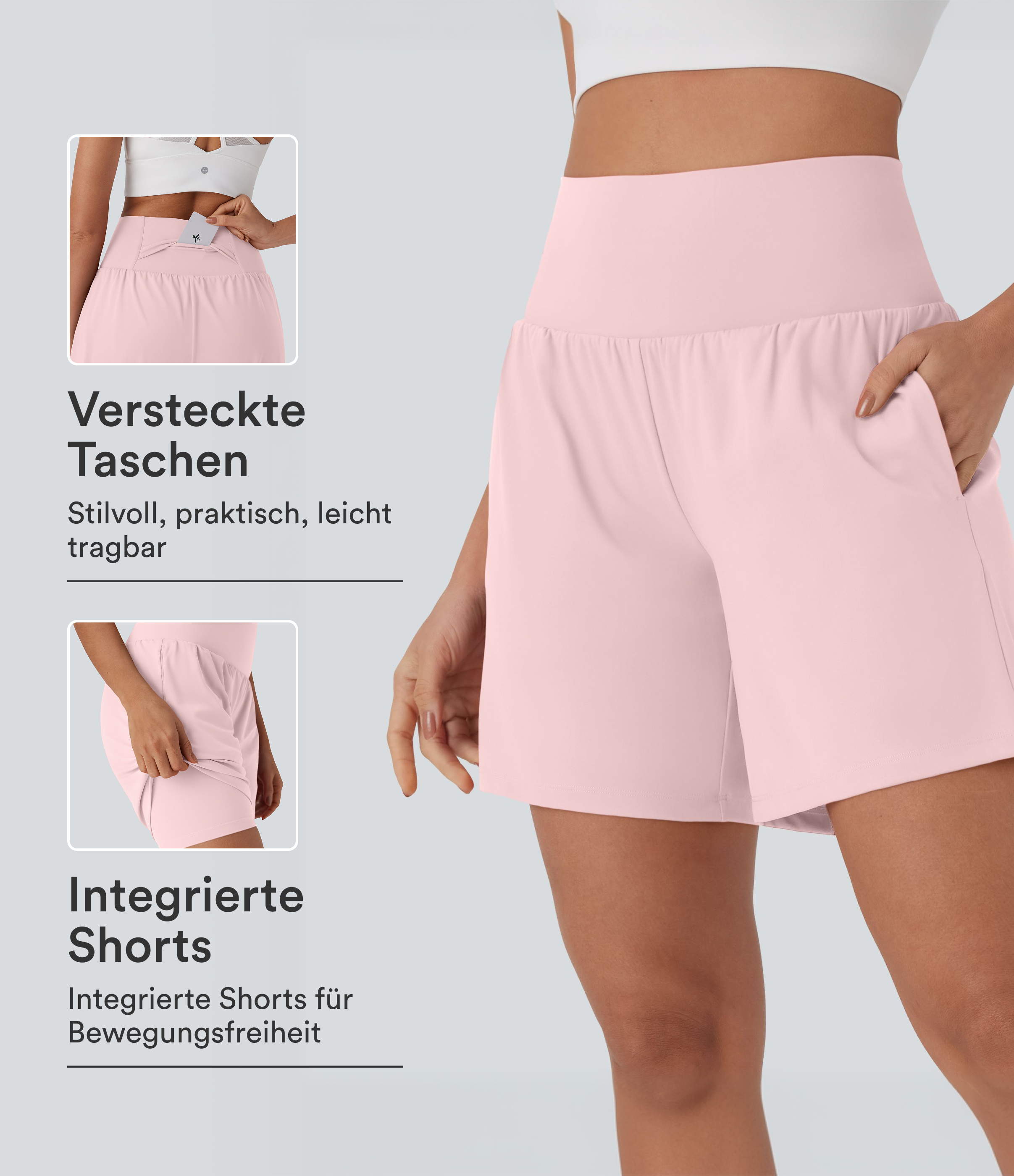 Softlyzero™ Airy - 2-in-1 Yoga-Shorts mit superhohem Bund, mehreren Taschen und Cool-Touch - 17,78 cm