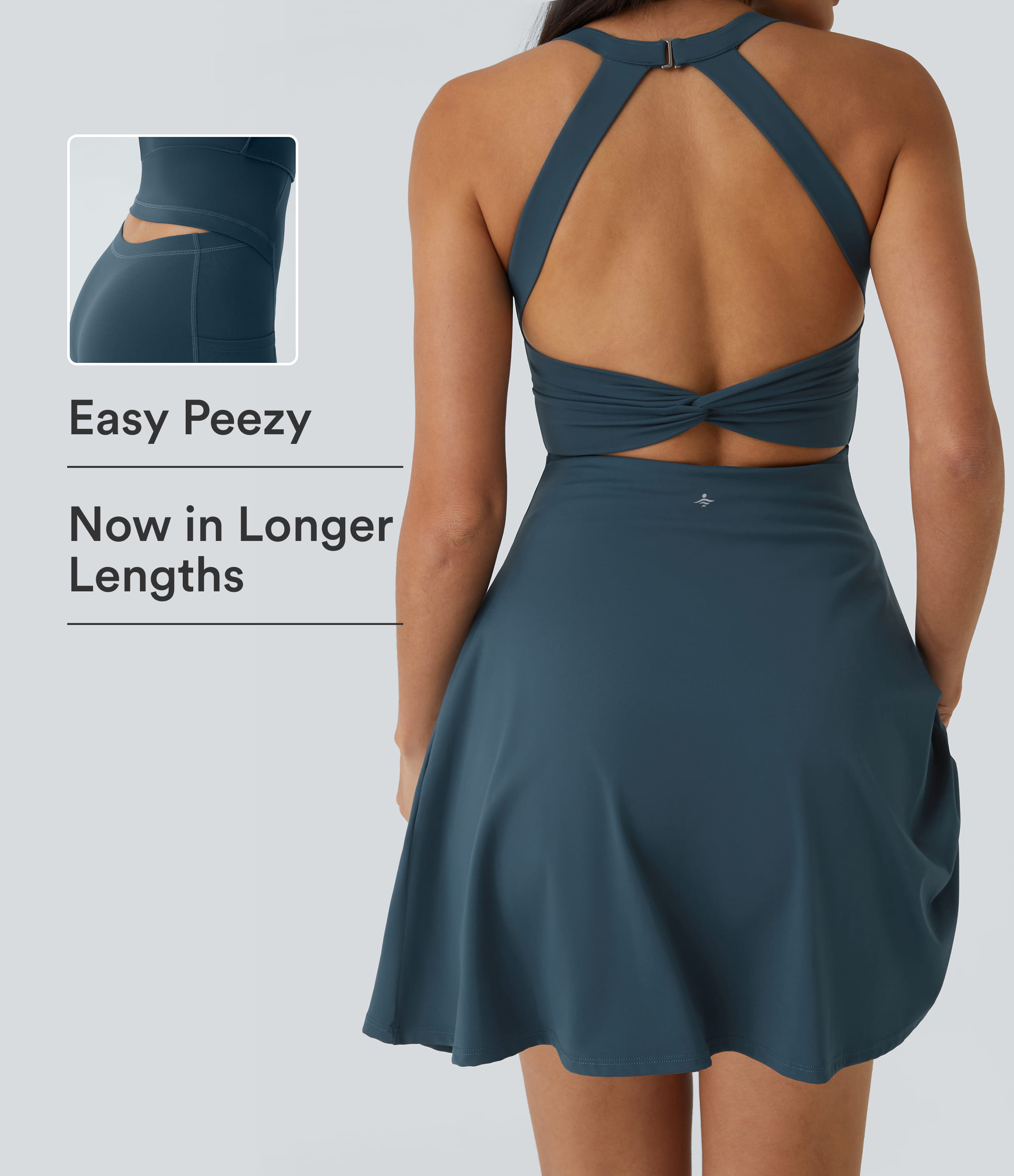SoftlyZero™ Airy Backless Twisted Flare Low Support Dance Active Dress-Longer Length-Easy Peezy Edition A-D Cups