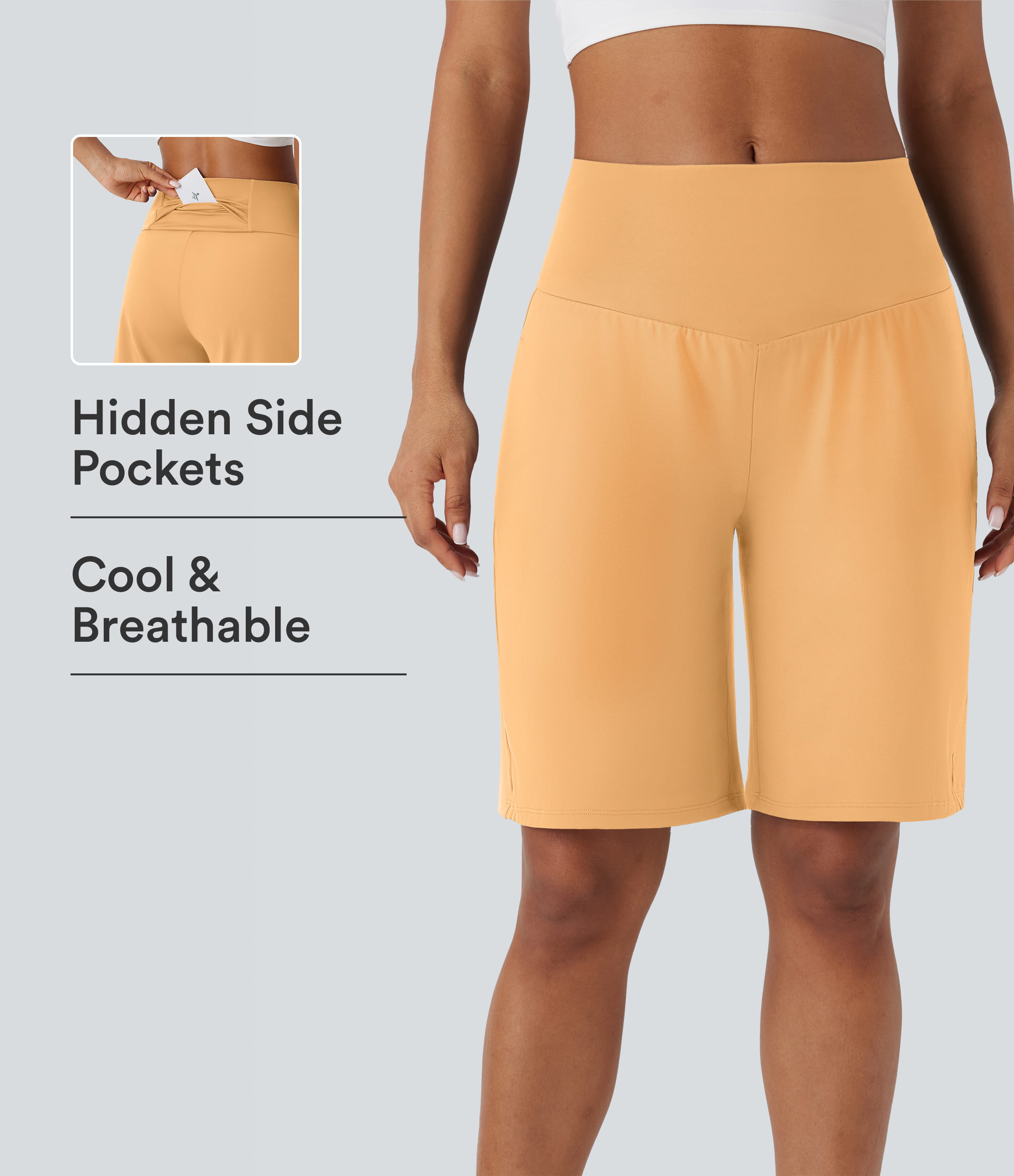 SoftlyZero™ Airy High Waisted Pockets Cool Touch Yoga Bermuda Shorts