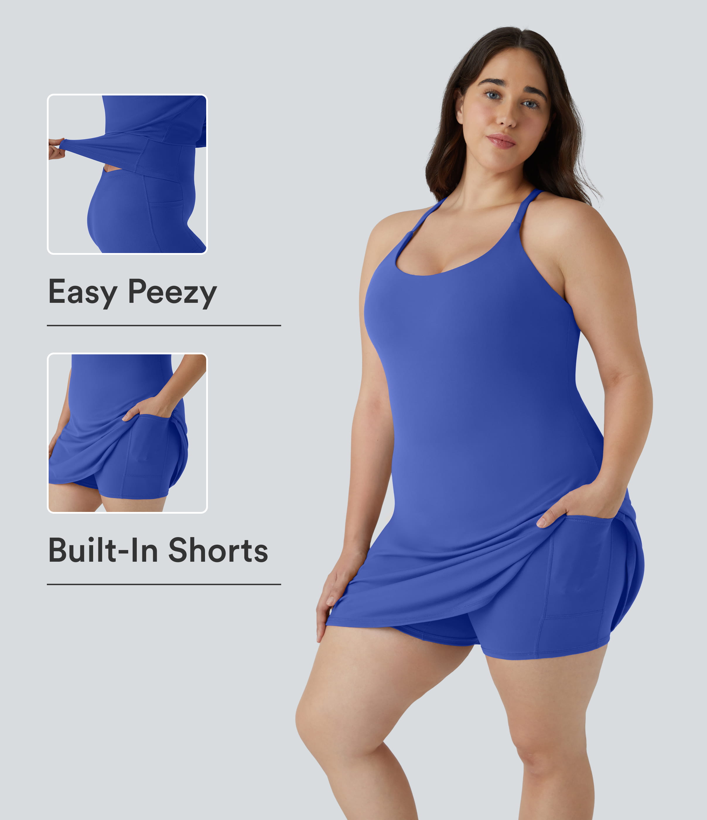 Everyday SoftlyZero™ Plush Backless 2-in-1 Flare Workout Plus Size Dress-Wannabe-Easy Peezy