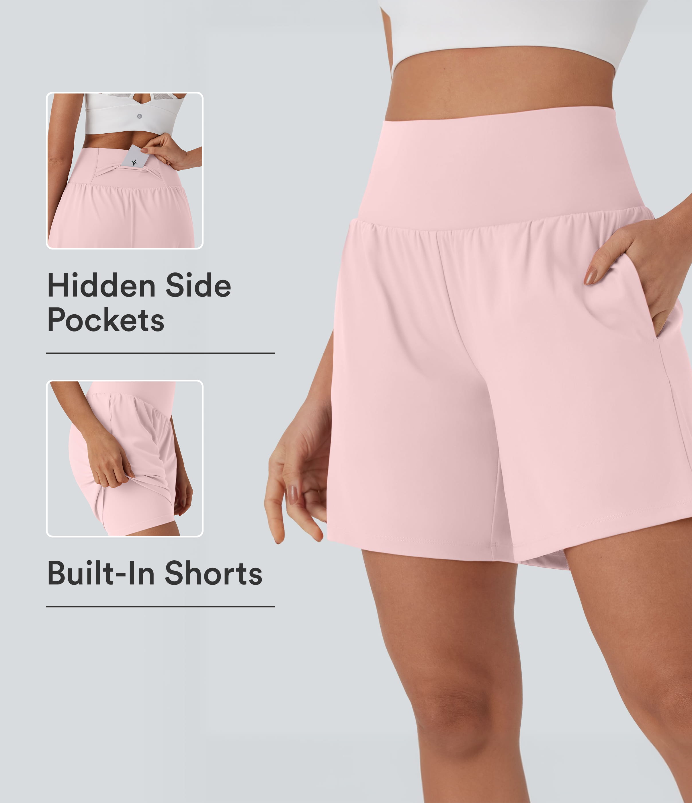 SoftlyZero™ Airy Super High Waisted 2-in-1 Cool Touch Yoga Shorts 7" with Pockets