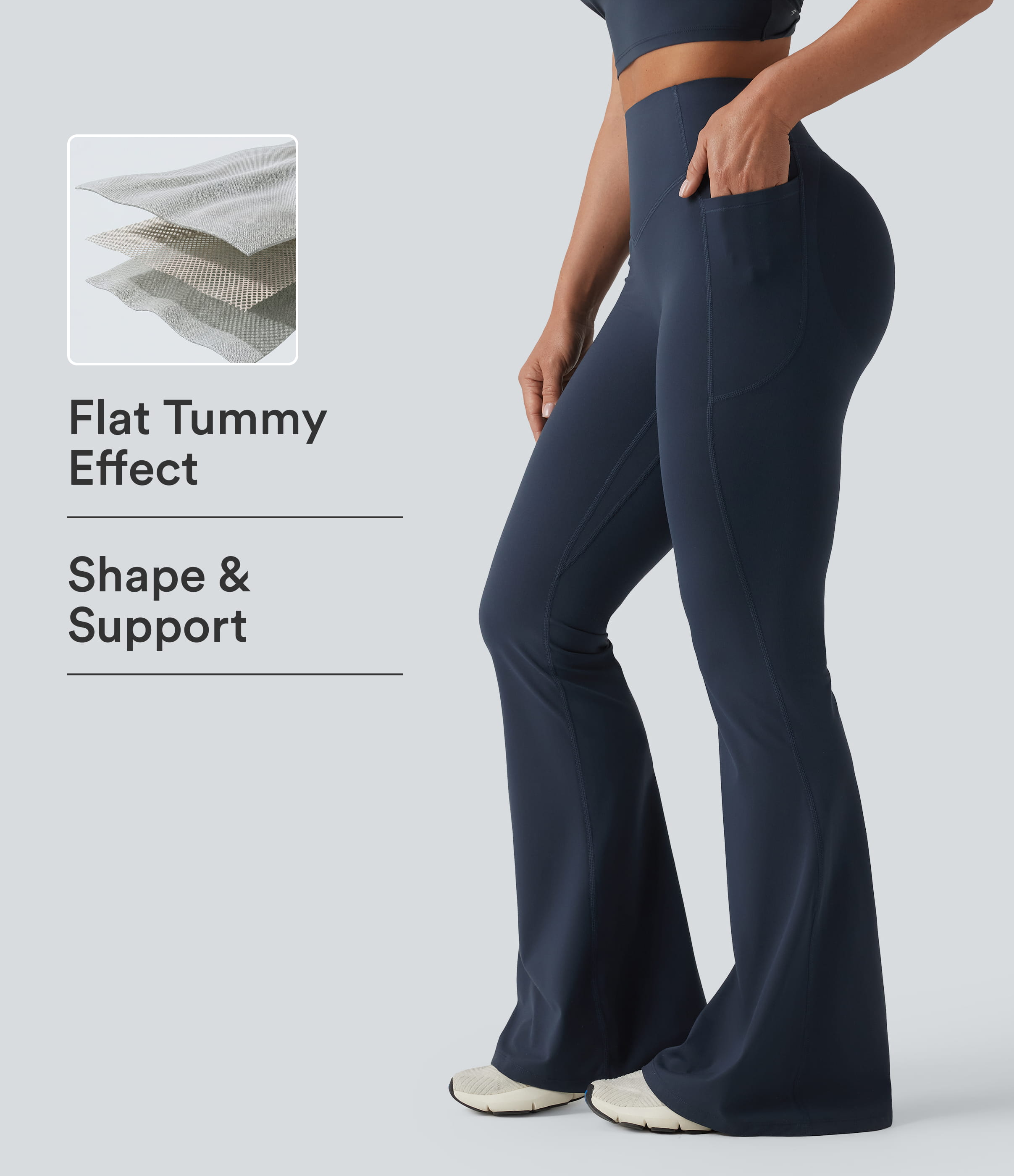 Halara UltraSculpt™ High Waisted Scrunch Butt Lifting Tummy Control Shaping Yoga Flare Leggings with Pockets