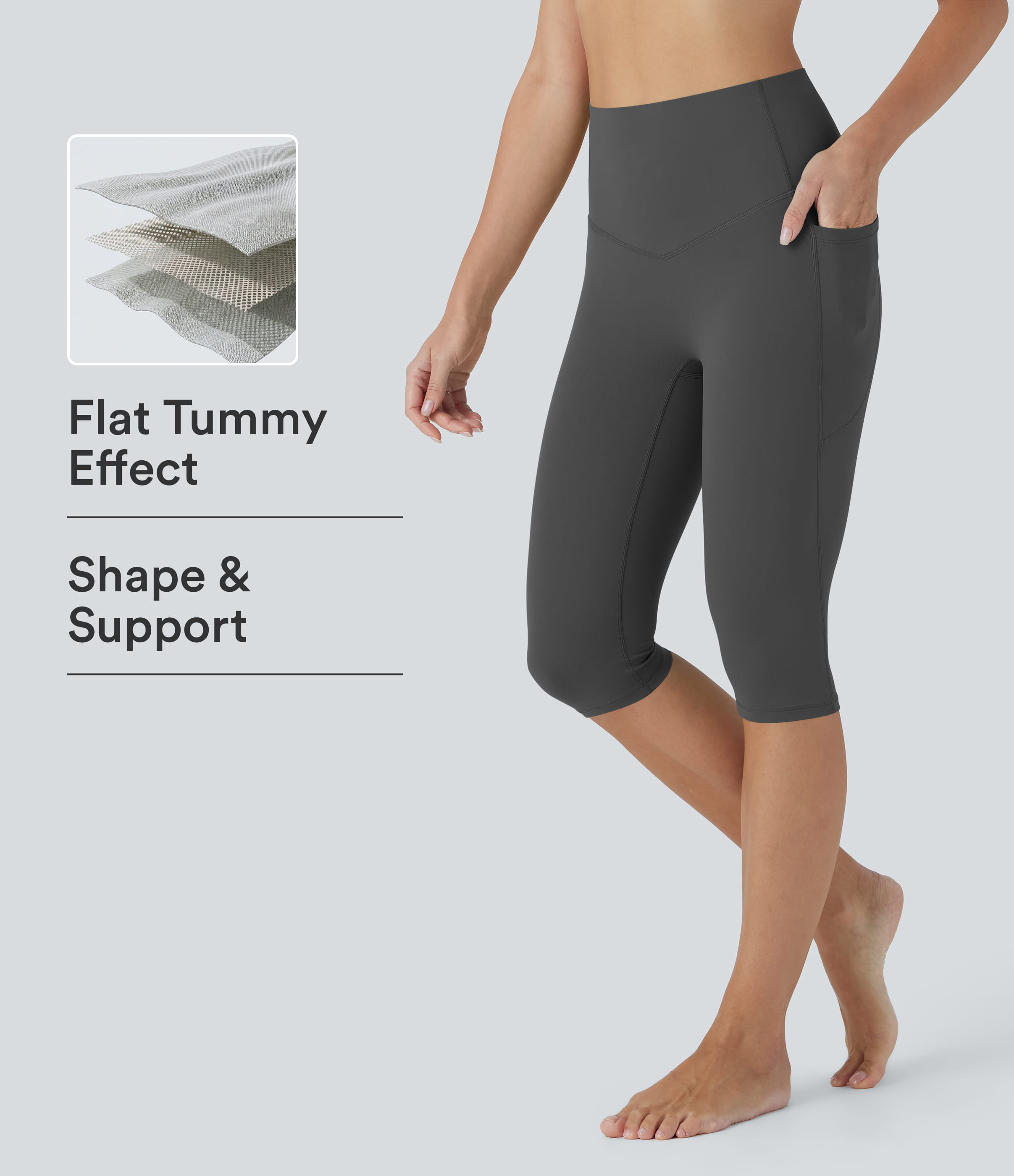 Halara UltraSculpt™ High Waisted Tummy Control Pedal Pusher Yoga Leggings with Pockets