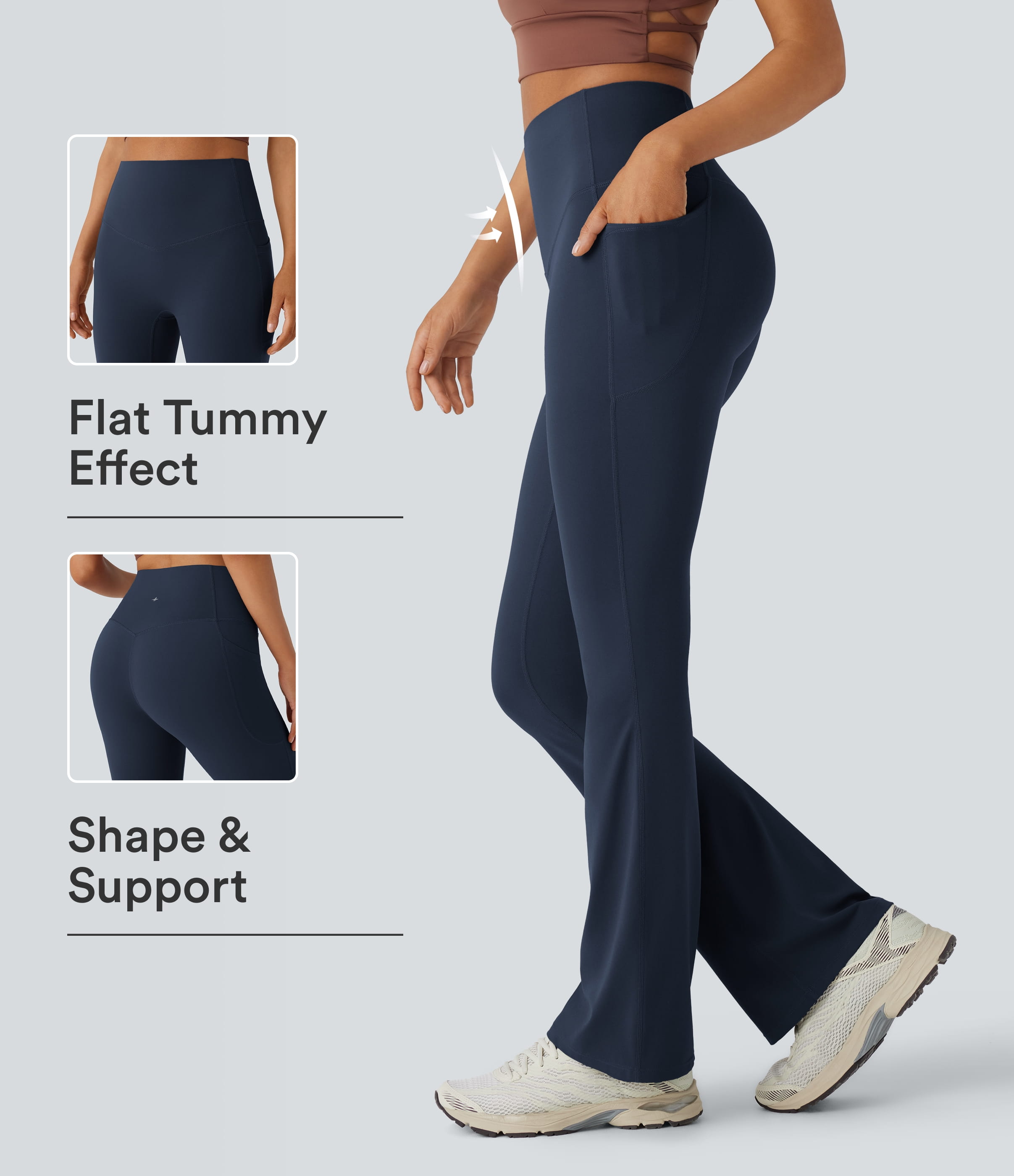Halara UltraSculpt™ High Waisted Tummy Control Pocket Shaping Yoga Bootcut Leggings