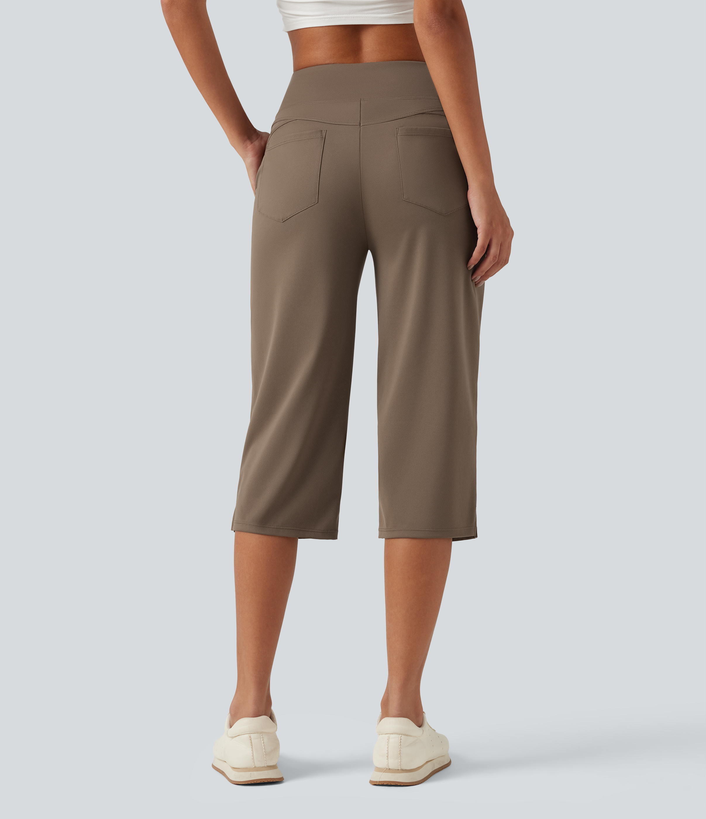 Shitake Mid Rise Quick Dry Capri Golf Pants with Pockets-UPF40+ / 2