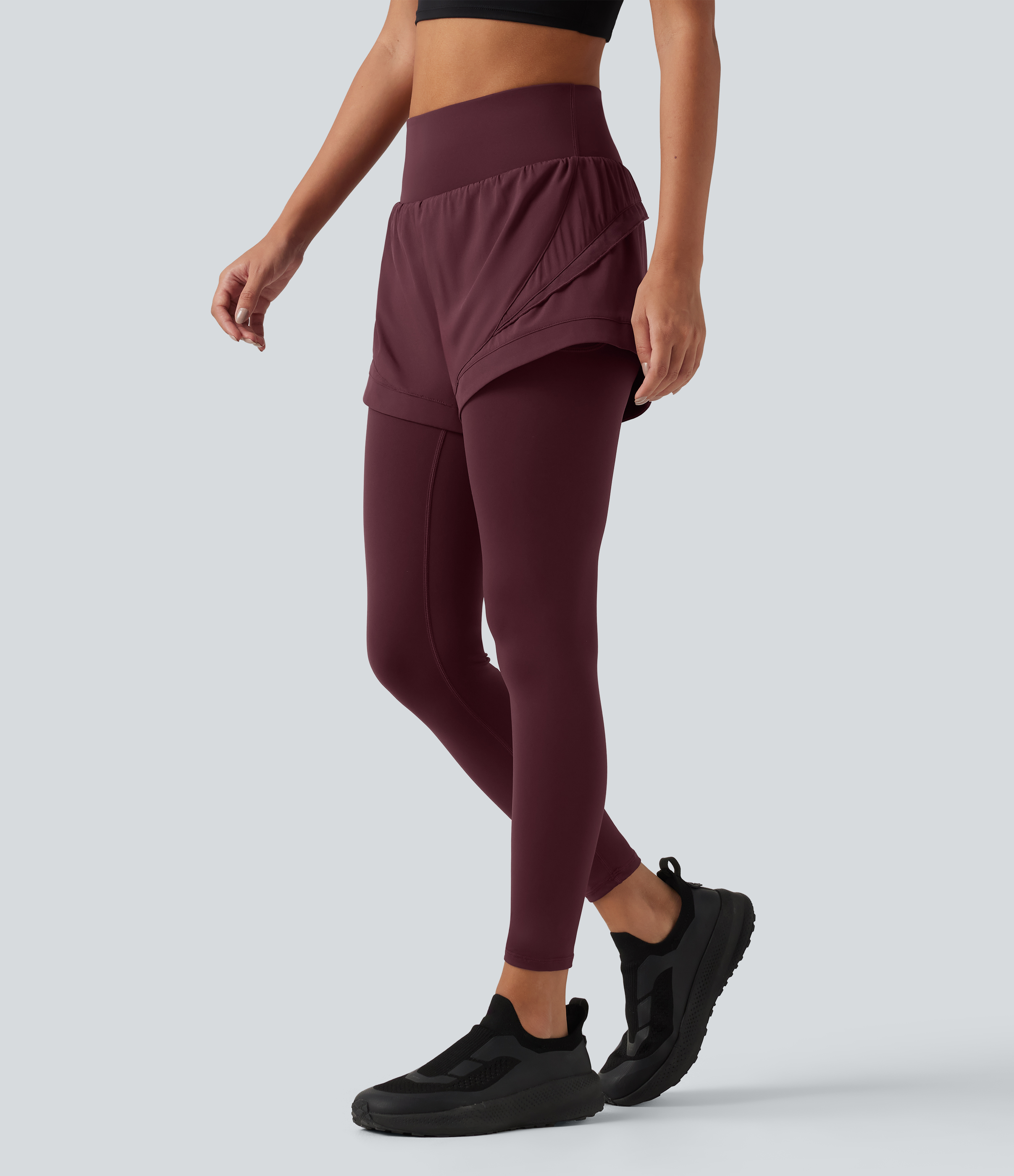 Breezeful™ High Waisted Tummy Control 2-in-1 Quick Dry Running Pants with Pockets