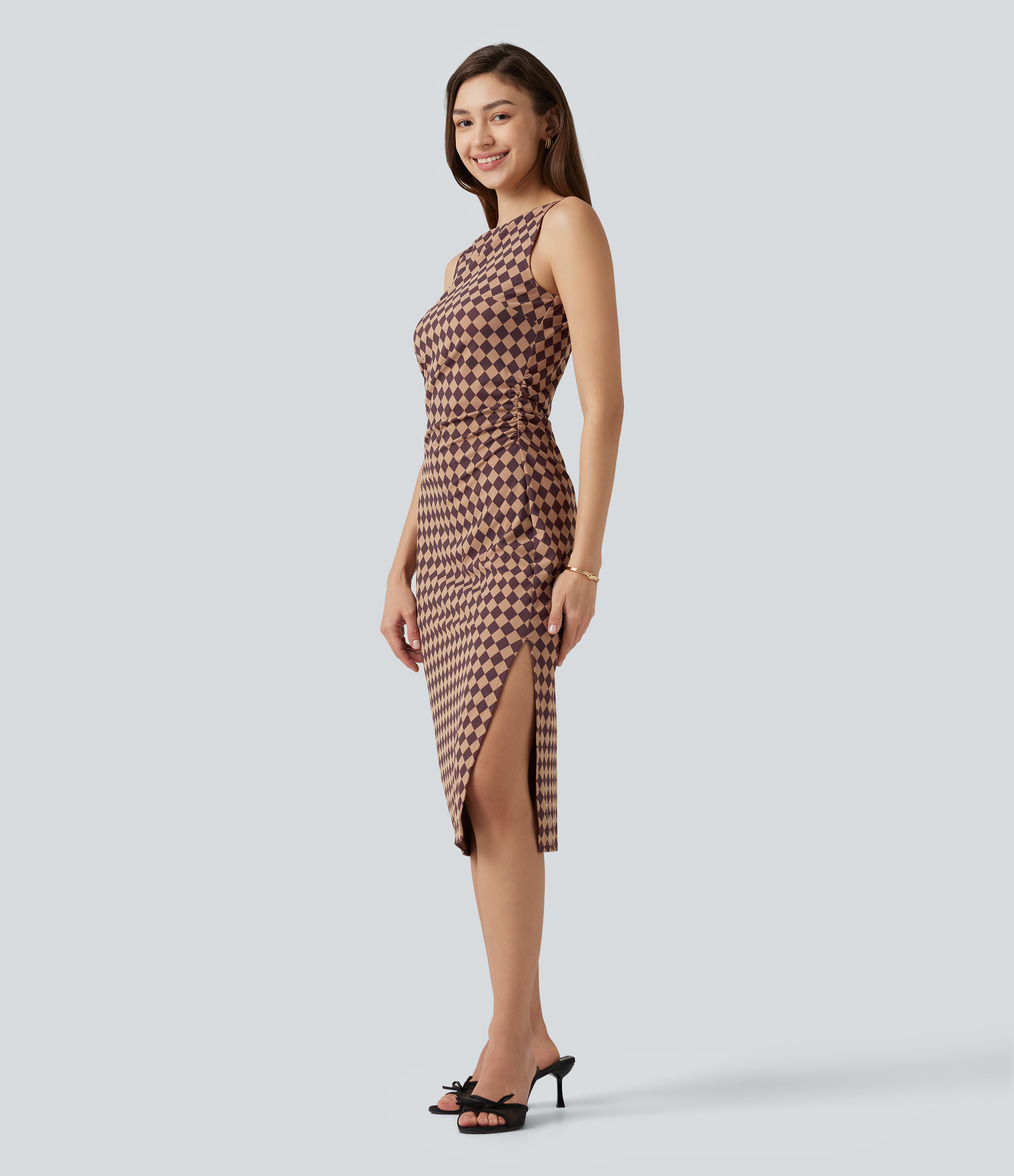 plaid bodycon midi dress XS Cafe Check Halara UltraSculpt™ Print Boat Neck Sleeveless Casual Size:US 12-16 Why Black Wedding Nails Wash with like colors EVENING DRESS