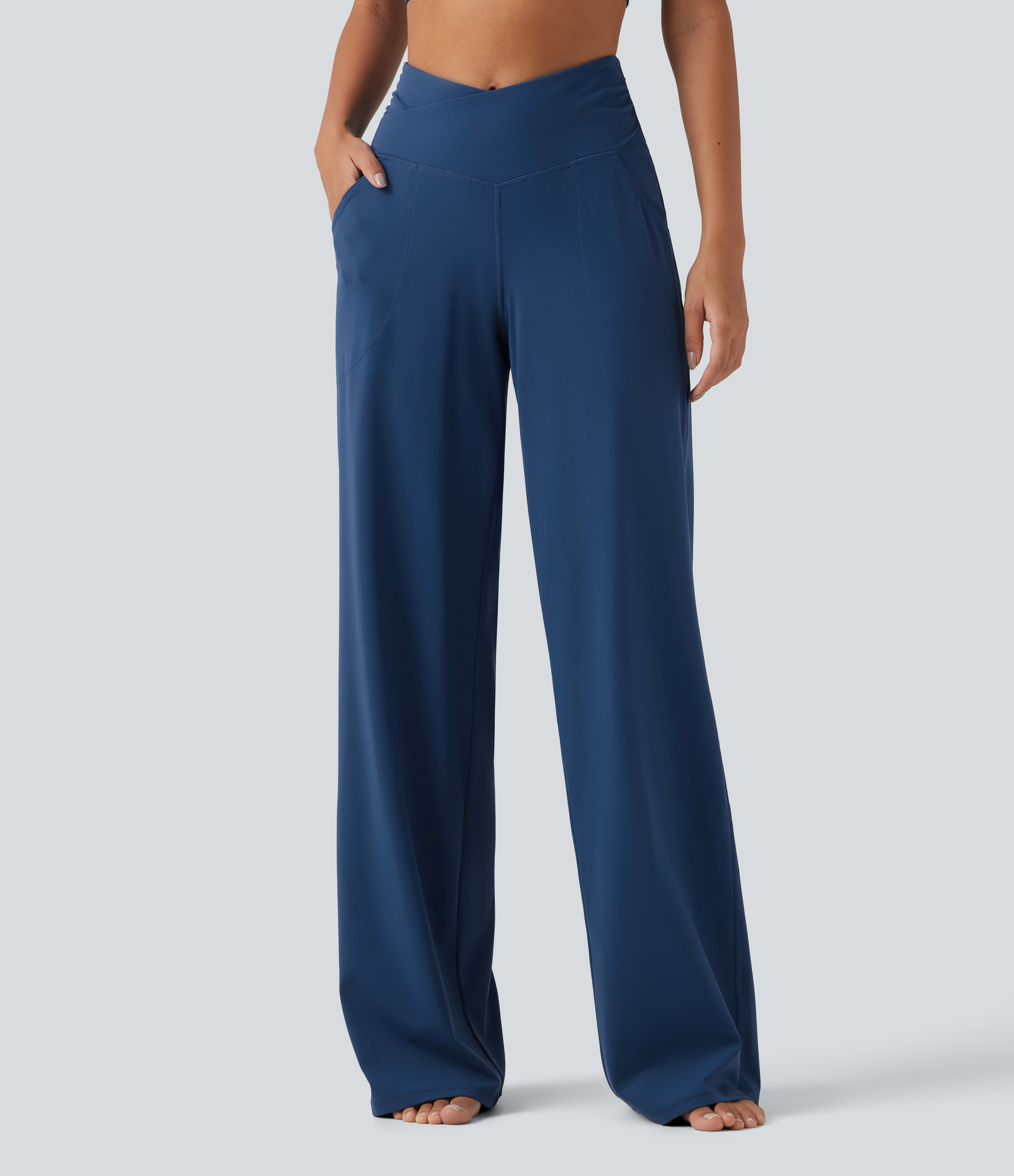 Halara UltraSculpt™ High Waisted Crossover Straight Leg Yoga Pants with Pockets