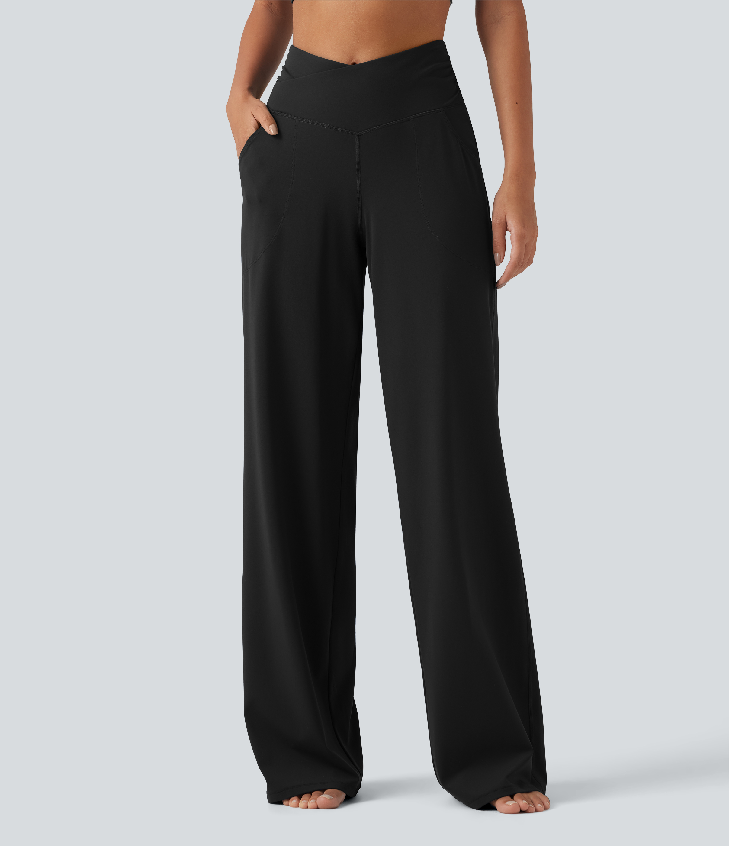 Halara UltraSculpt™ High Waisted Crossover Straight Leg Yoga Pants with Pockets