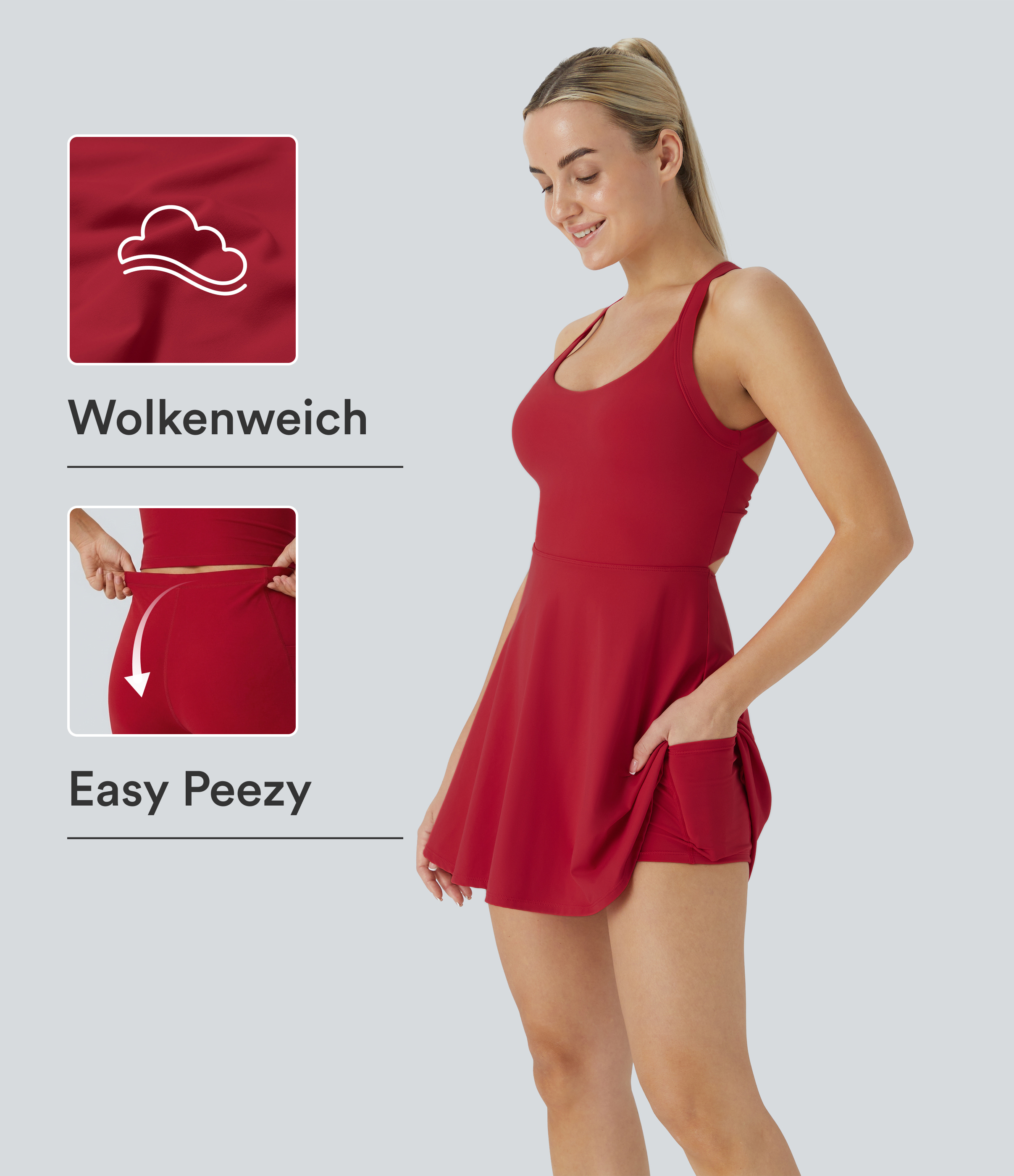 Softlyzero™ Airy, rückenfreies, gedrehtes Cool Touch Yoga-Aktivkleid – Easy Peezy Edition