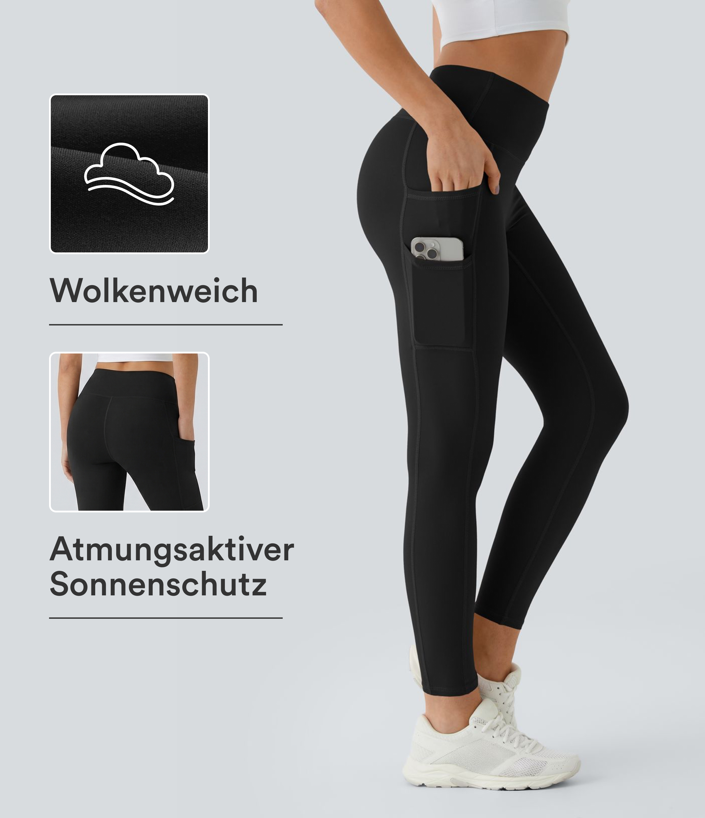 Softlyzero™ Plush Einfarbige Leggings mit hoher Taille und doppelten Taschen