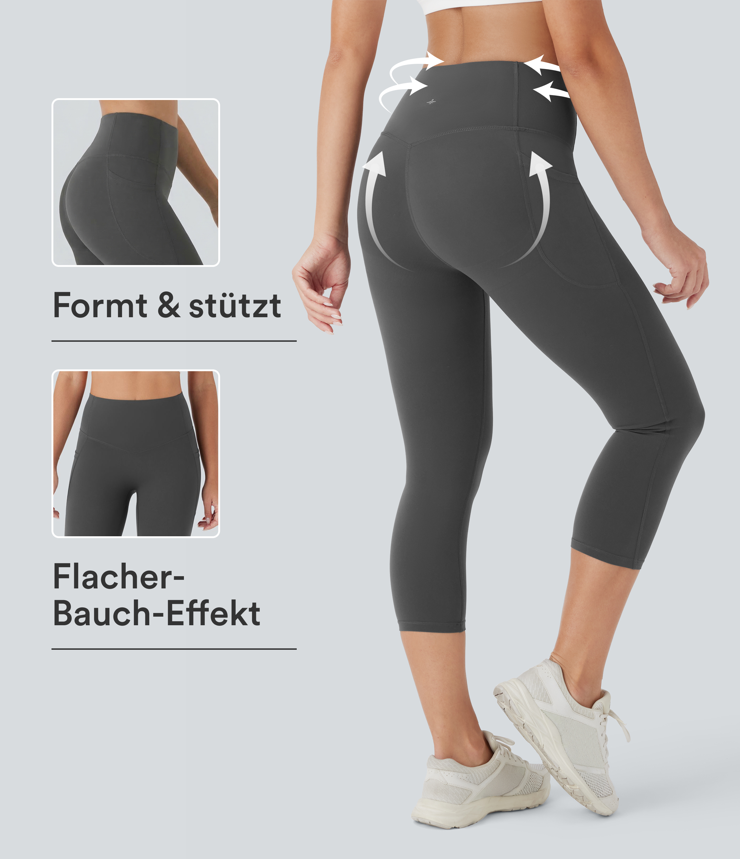 Halara UltraSculpt™ - Formende Capri-Workout-Leggings mit hohem Bund, Seitentaschen und Bauchkontrolle - Po-Lifting
