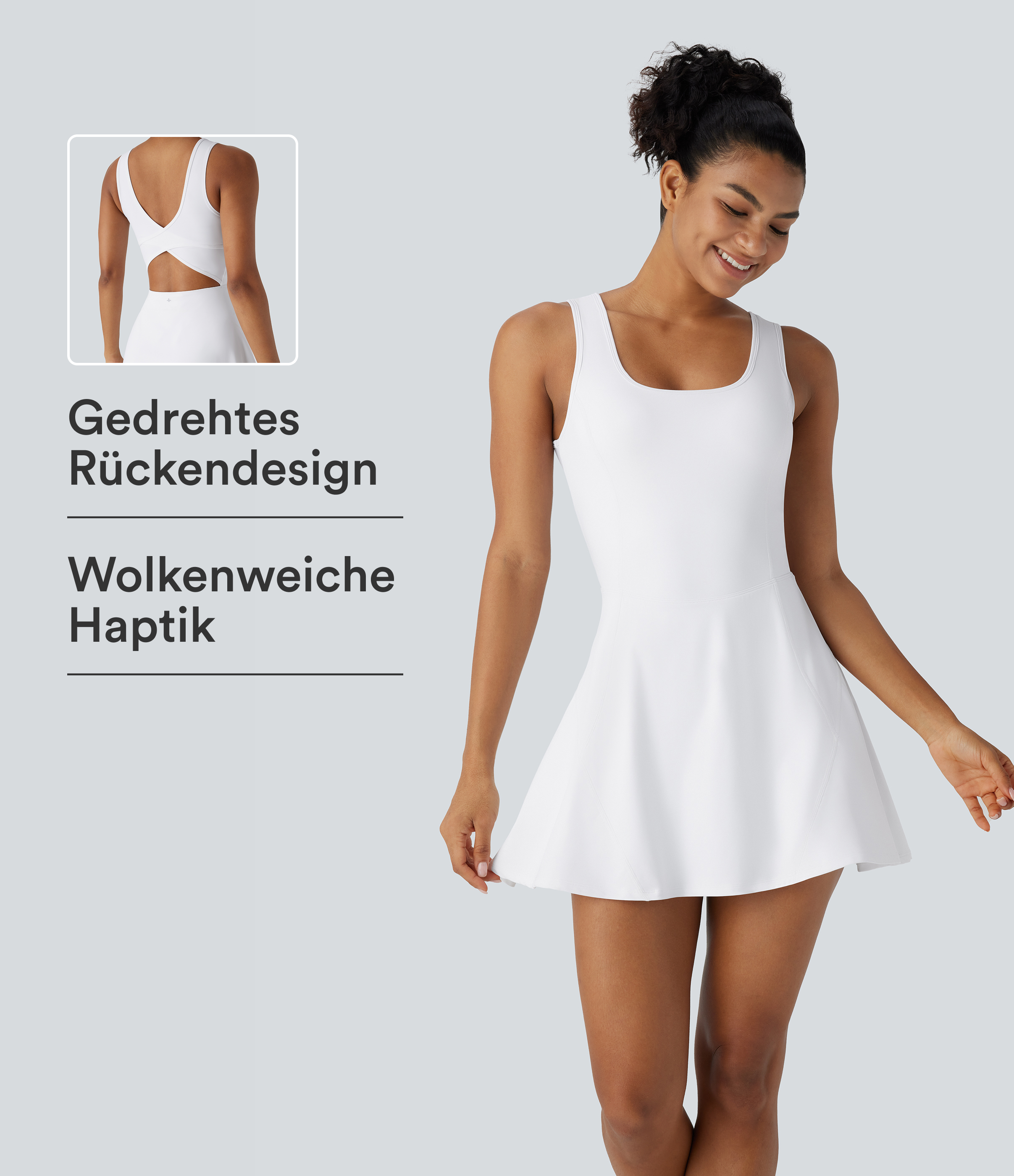 Softlyzero™ Airy, rückenfreies, überkreuztes U-Ausschnitt-Minikleid mit 2-in-1-Seitentasche und Cool Touch