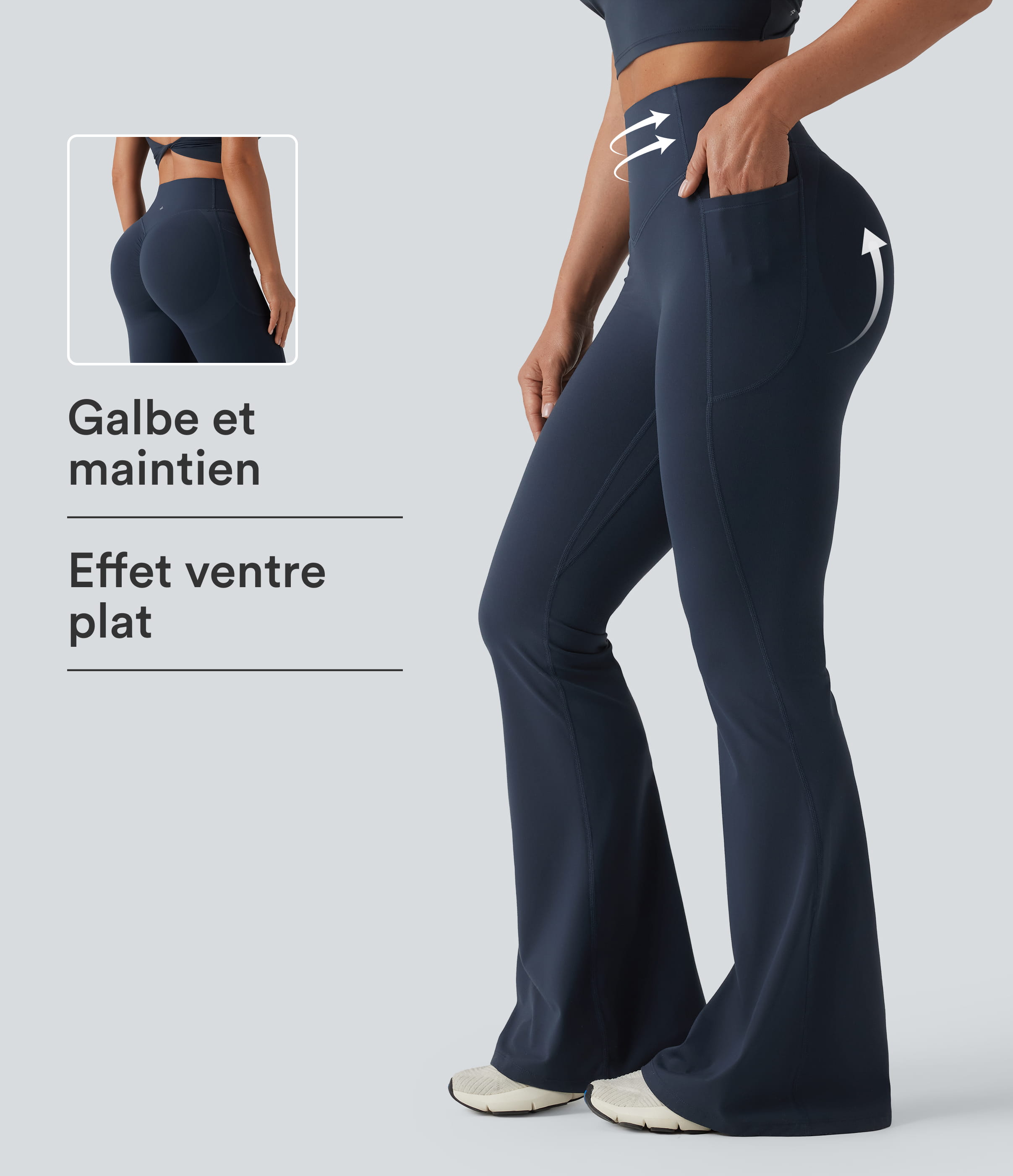 Halara UltraSculpt™ Legging yoga évasé gainant push-up taille haute à fronces avec poches