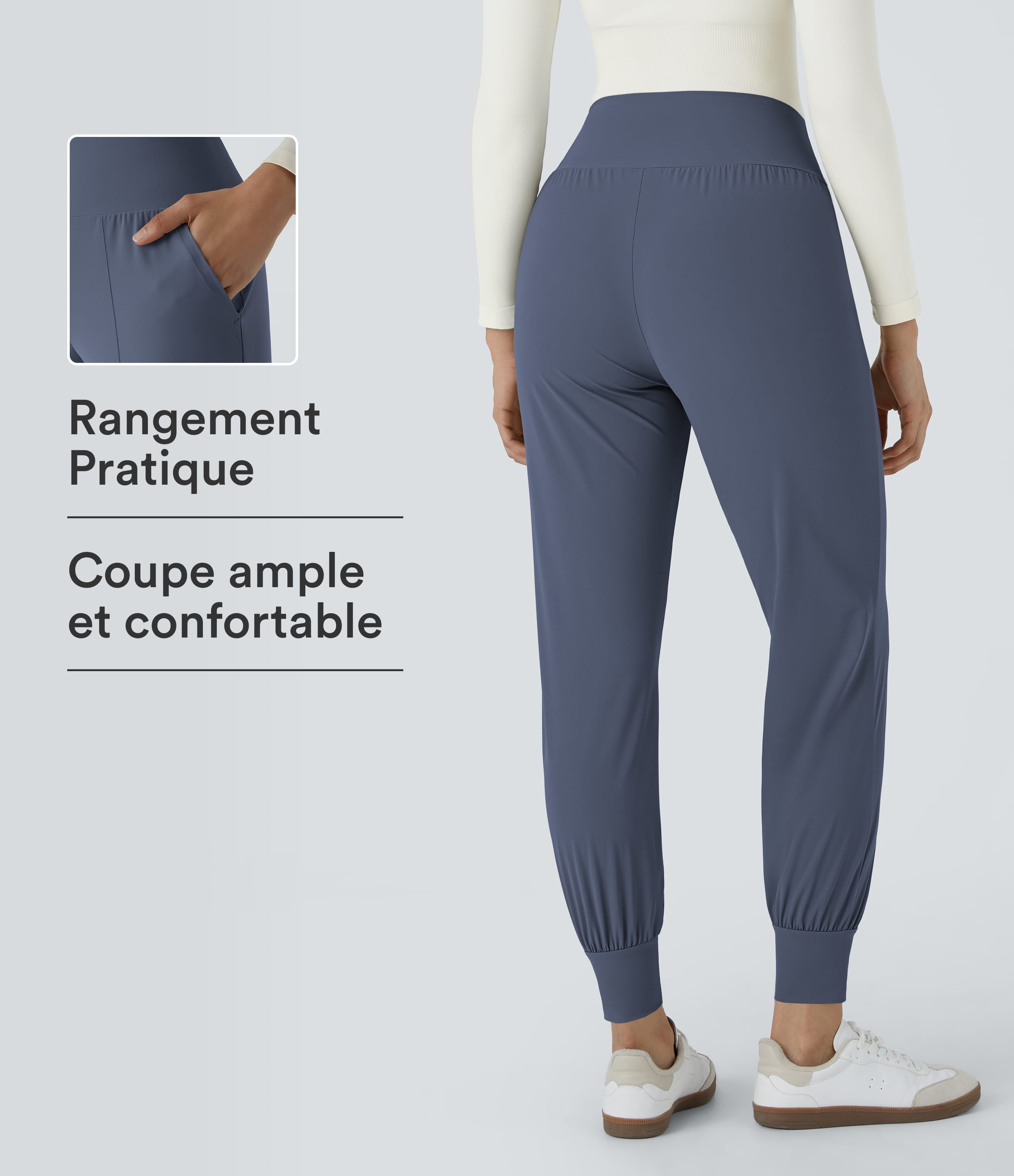 Jogging Casual Uni Taille Haute Poche Latérale 