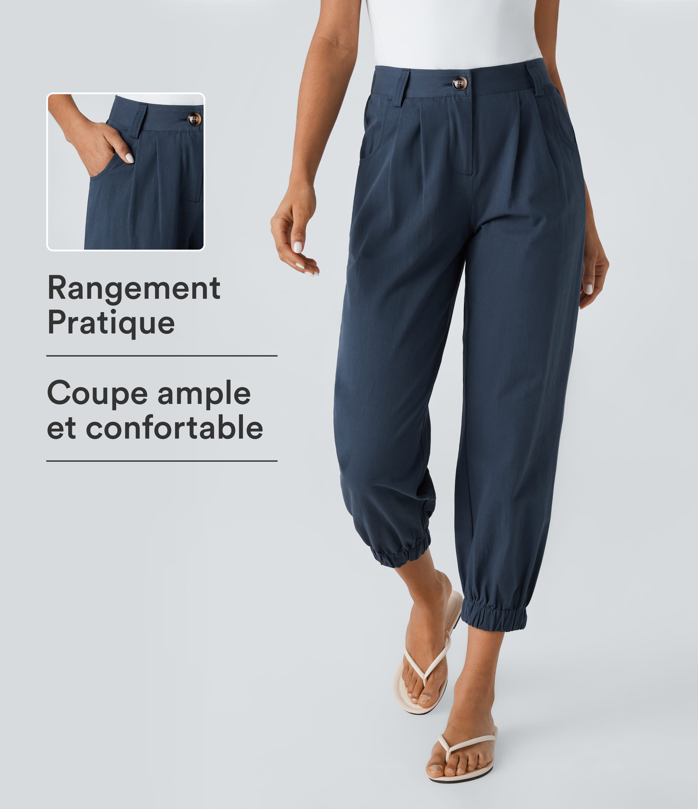 Joggings décontractés à taille mi-haute avec poches