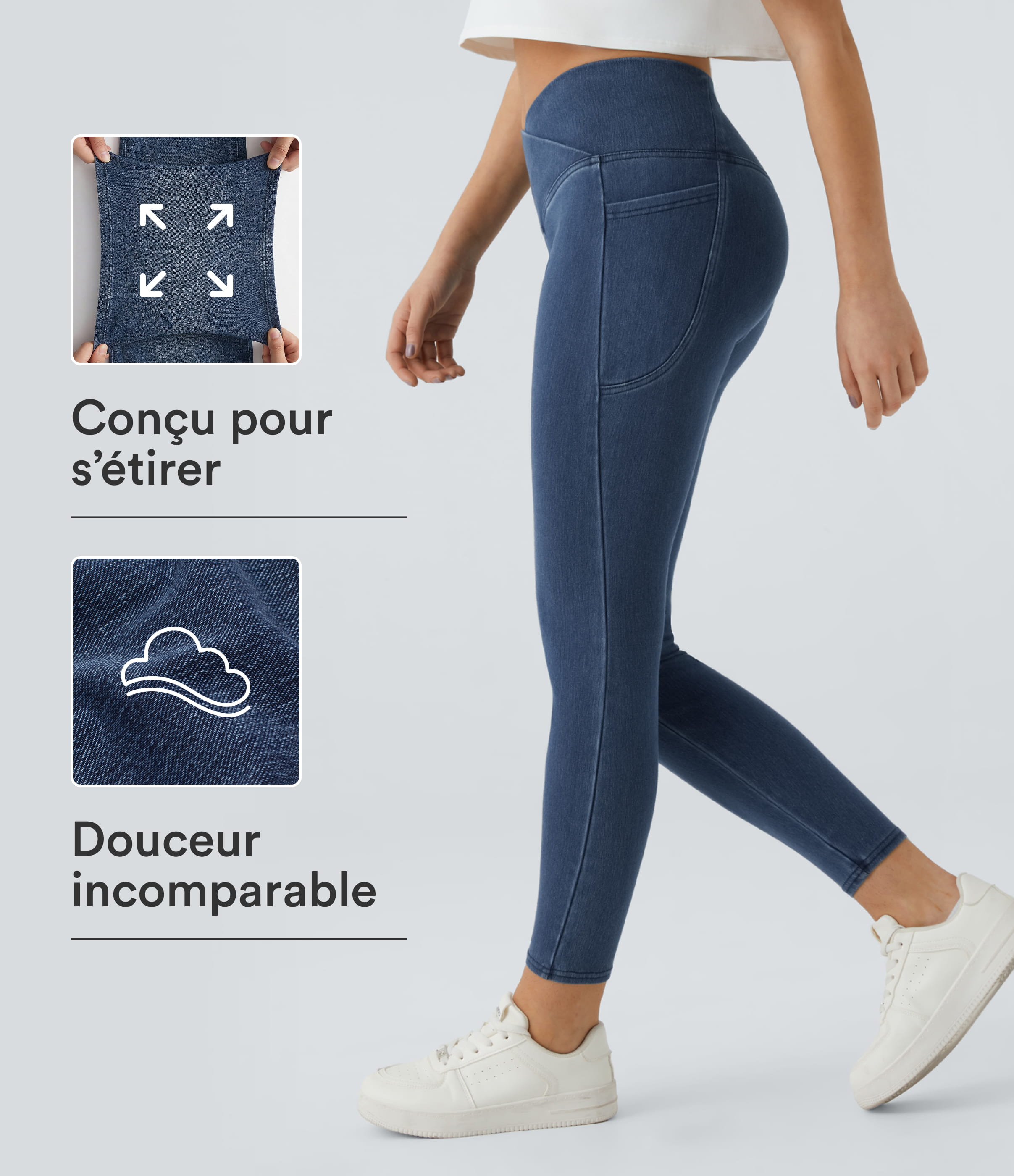Halara Flex™ Jegging Travail Tricoté Extensible Lavé Poche Latérale Croisée