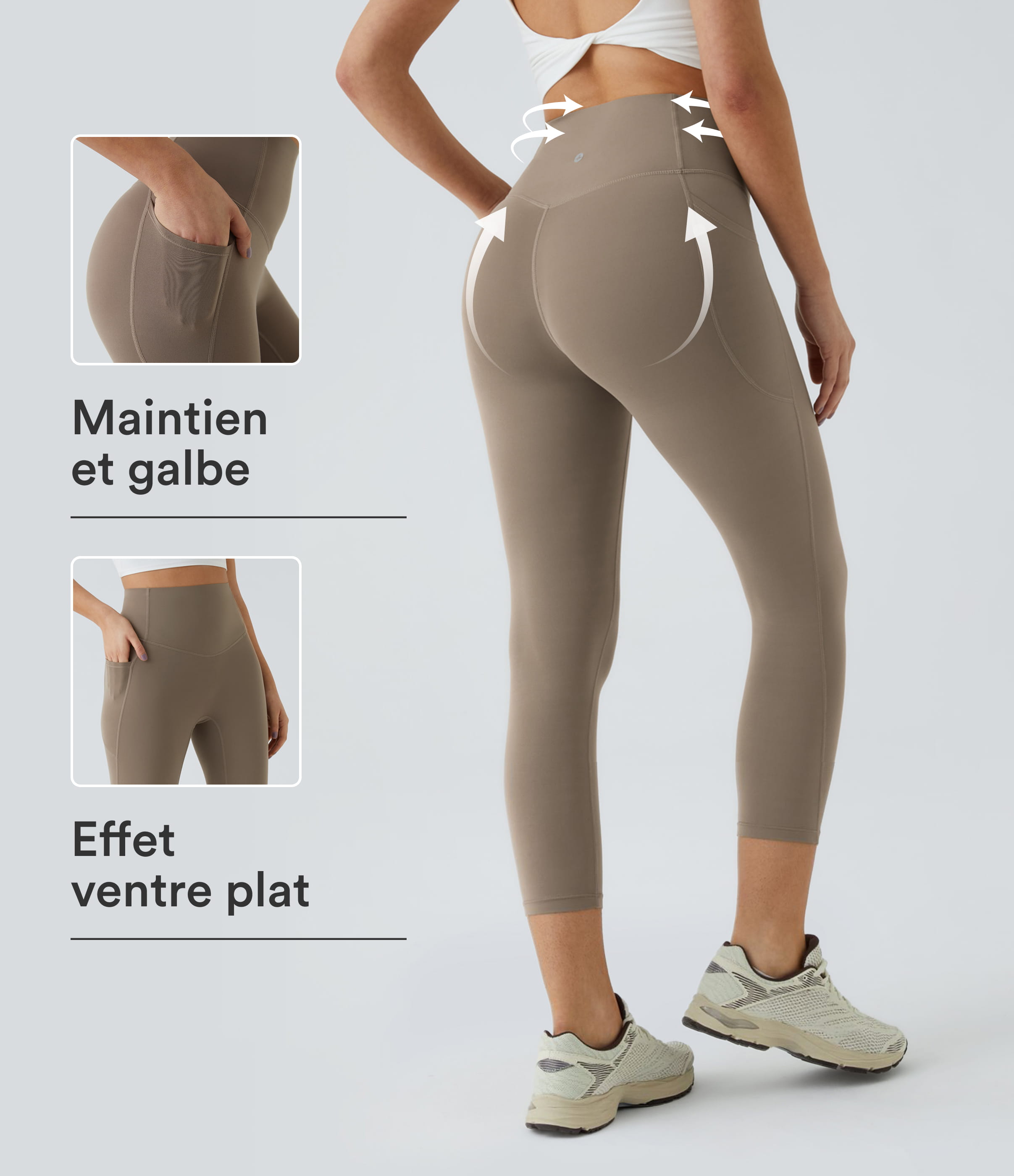 Legging corsaire d'entraînement gainant taille haute avec poches Halara UltraSculpt™