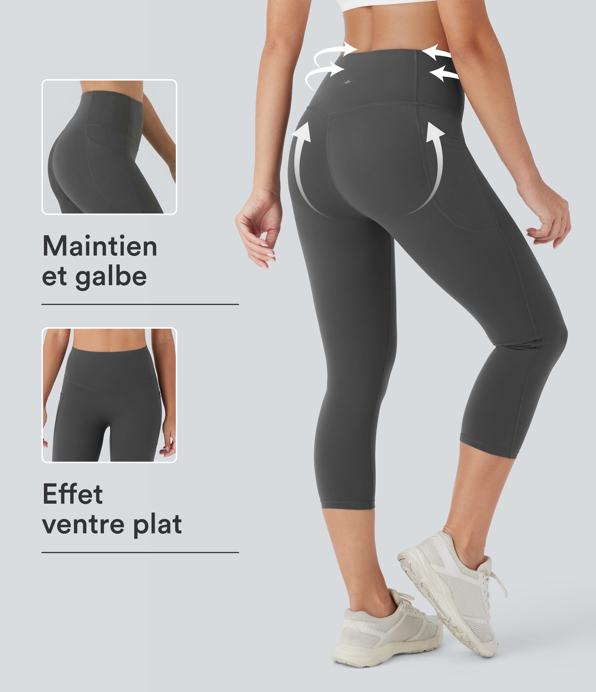 Legging corsaire d'entraînement gainant galbant taille haute avec poches Halara UltraSculpt™