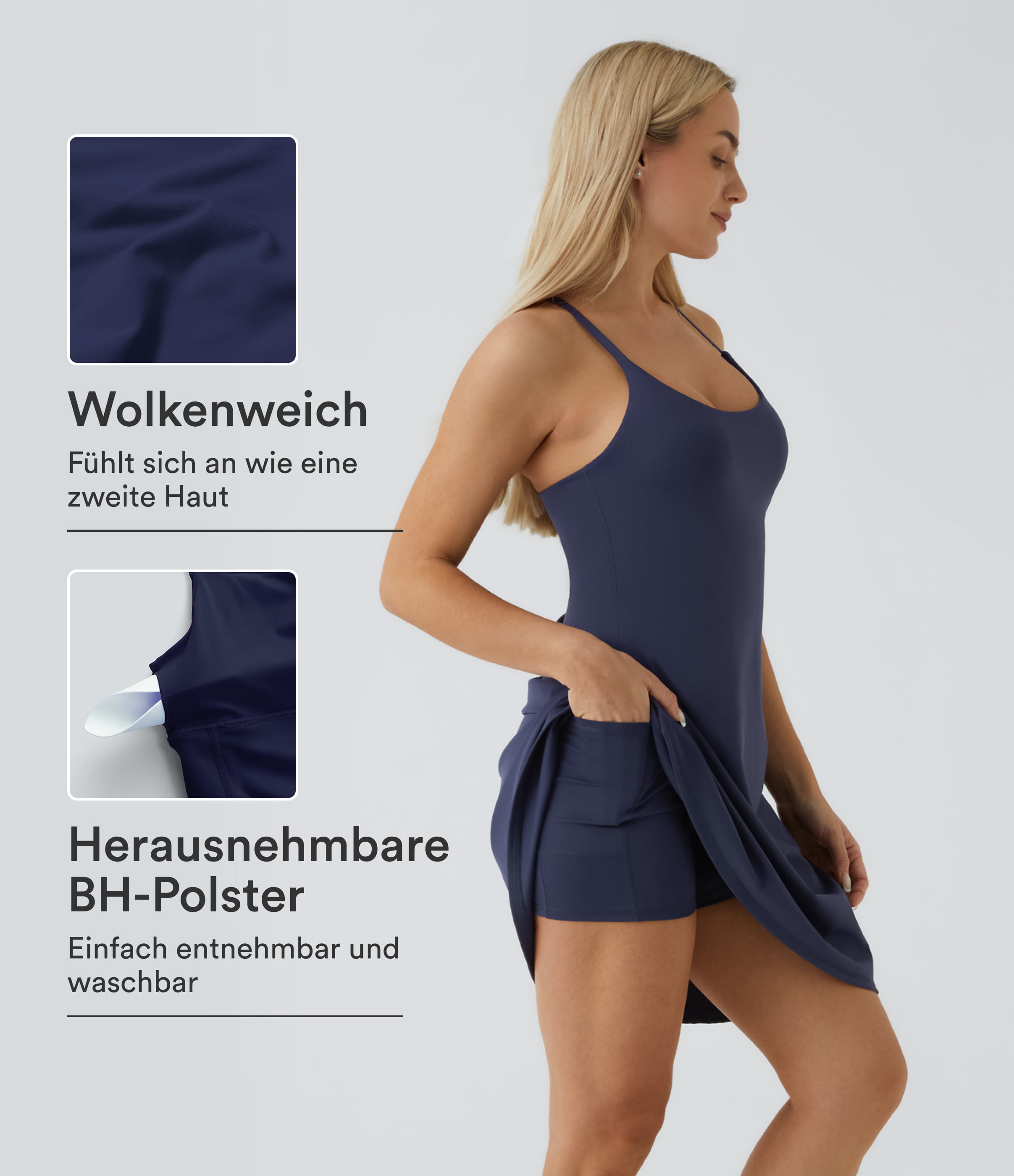 Everyday Softlyzero™ Airy rückenfreies 2-in-1-Aktivitätskleid – Euphoria Air – längeres Kleid und verstellbare Träger