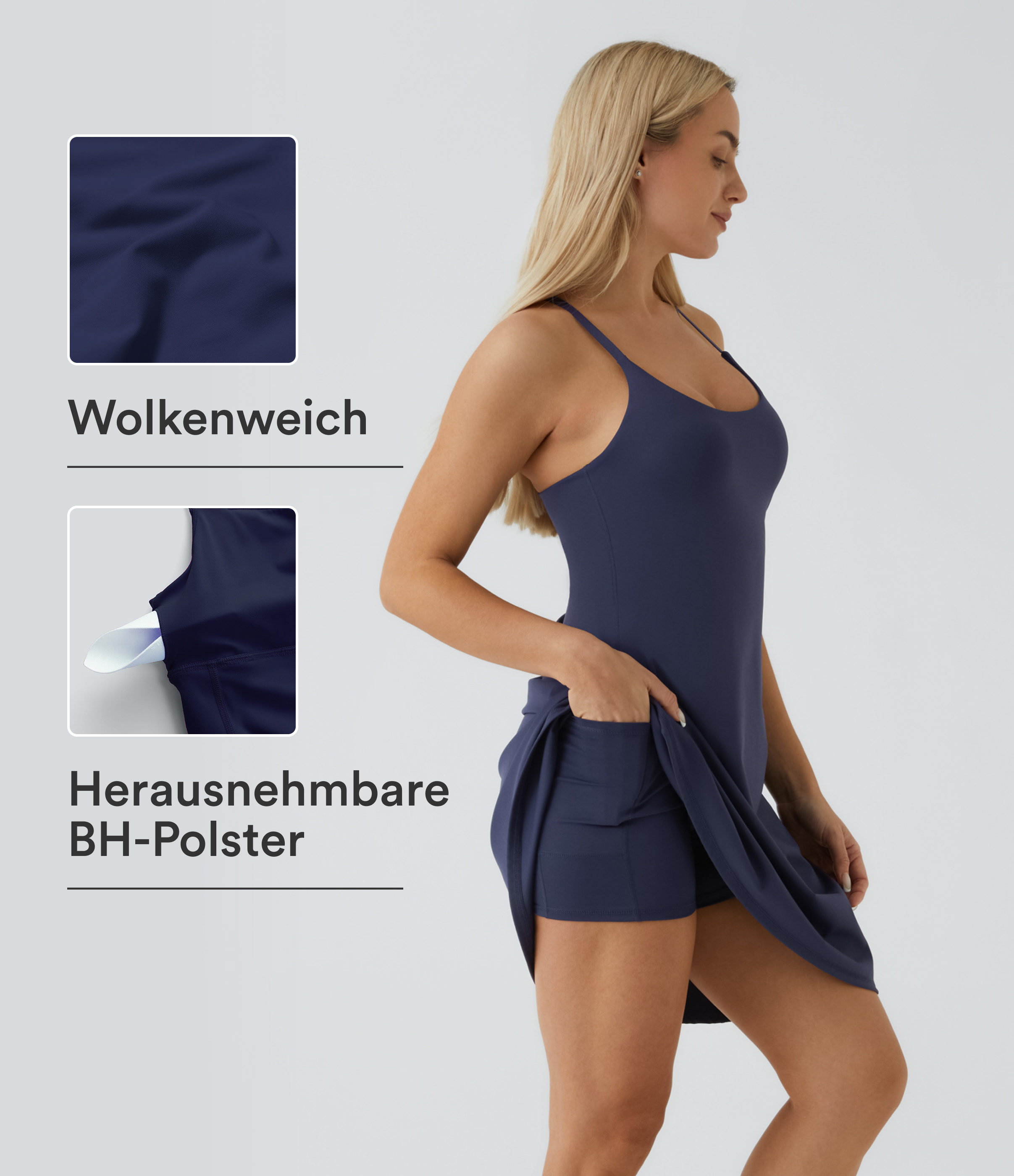 Everyday Softlyzero™ Airy rückenfreies 2-in-1-Aktivitätskleid – Euphoria Air – längeres Kleid und verstellbare Träger