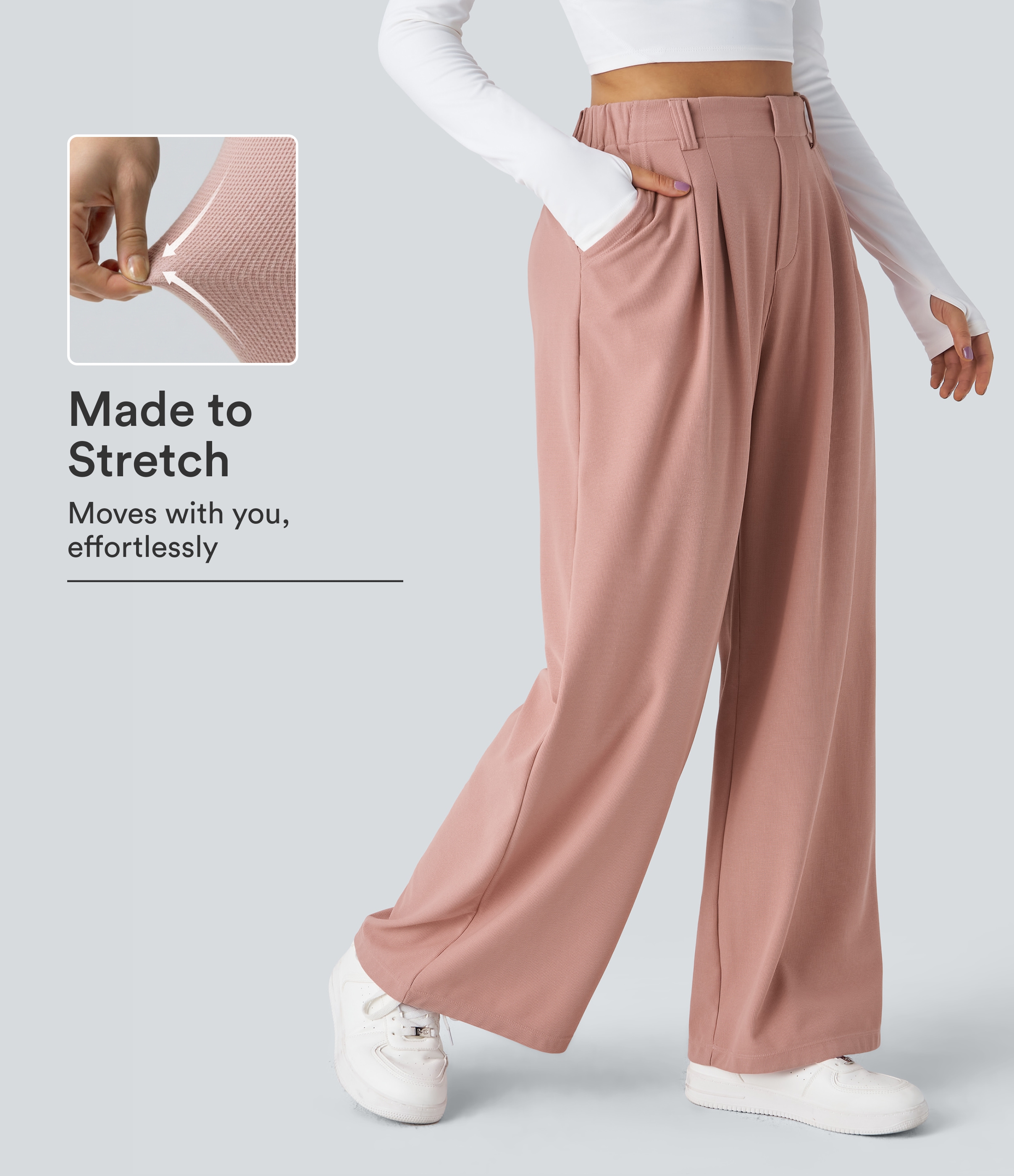 Halara Flex™ High Waisted Pocket Wide Leg Waffle Work Pants