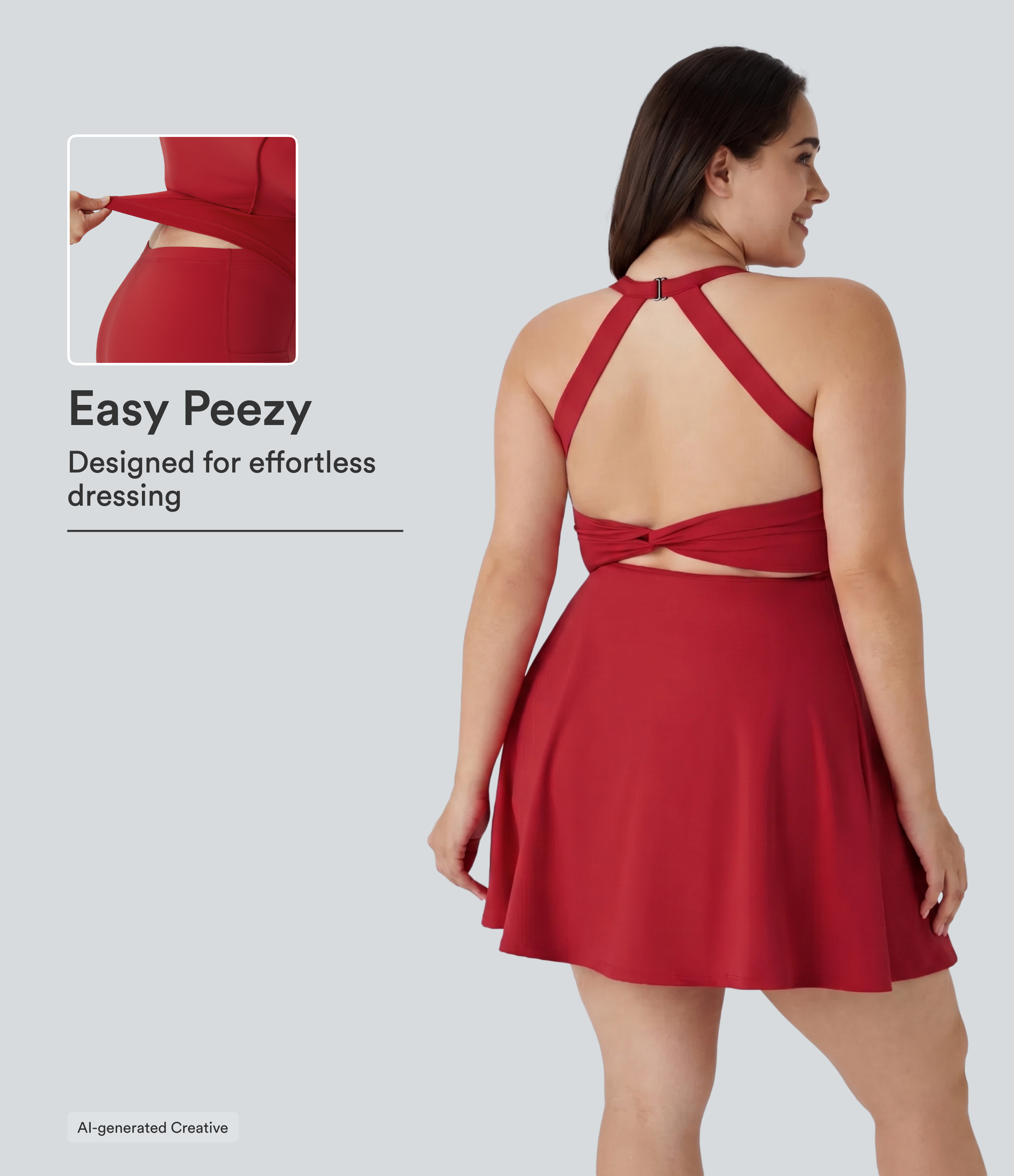 Cut Out Pocket 2-in-1 Exercise Plus Size Dress-Easy Peezy