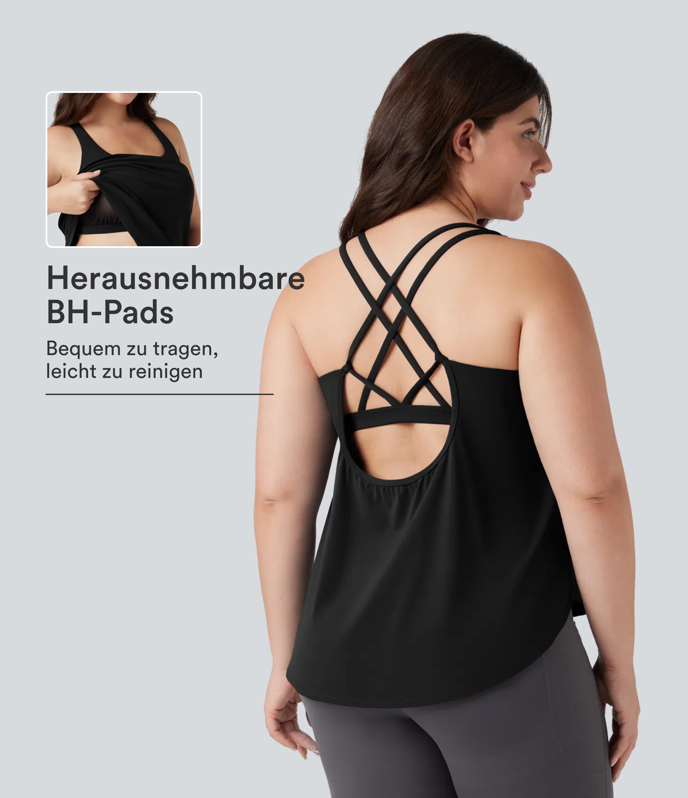 Halara UltraSculpt™ - Lauf-Tanktop mit Rundhalsausschnitt und gebogenem Saum - Plus-Size