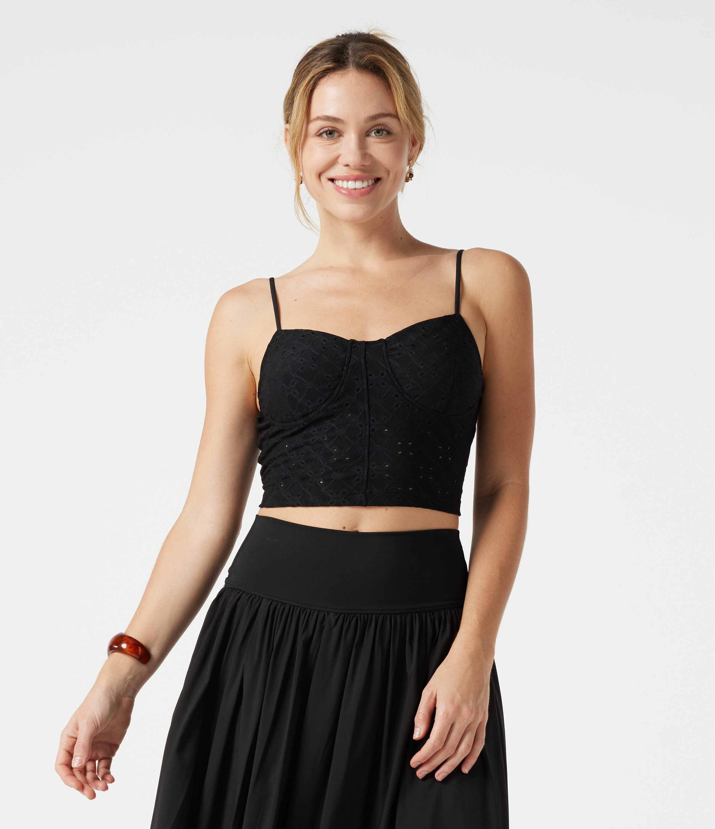 Eyelet Cropped Tank Top