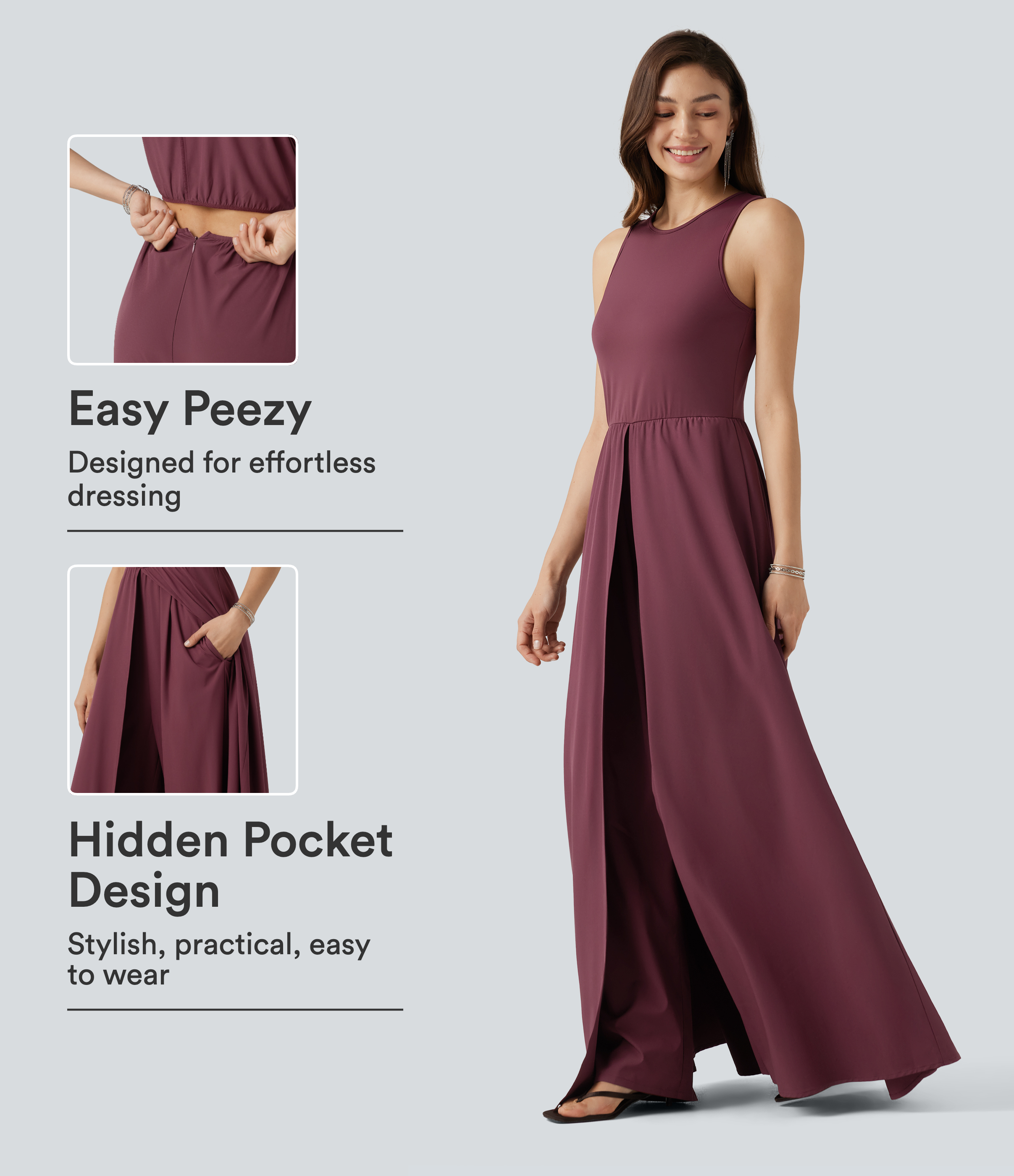 Breezeful™ Sleeveless Quick Dry Jumpsuit with Pockets-Easy Peezy Edition