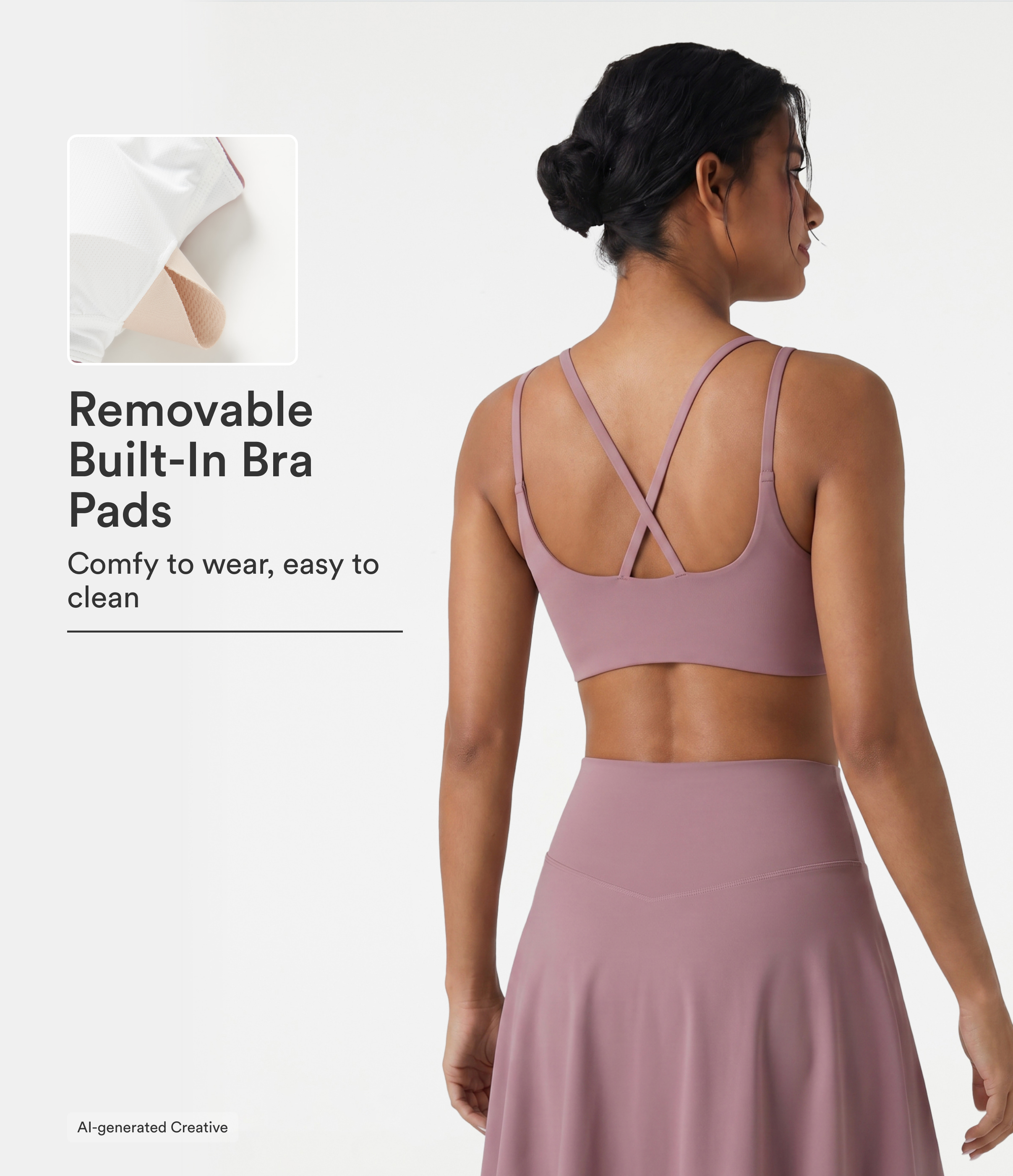 Nostalgia Rose Low Support V Neck Built-in Bra InstantCool Quick Dry Yoga Sports Bra-UPF50+ / 1