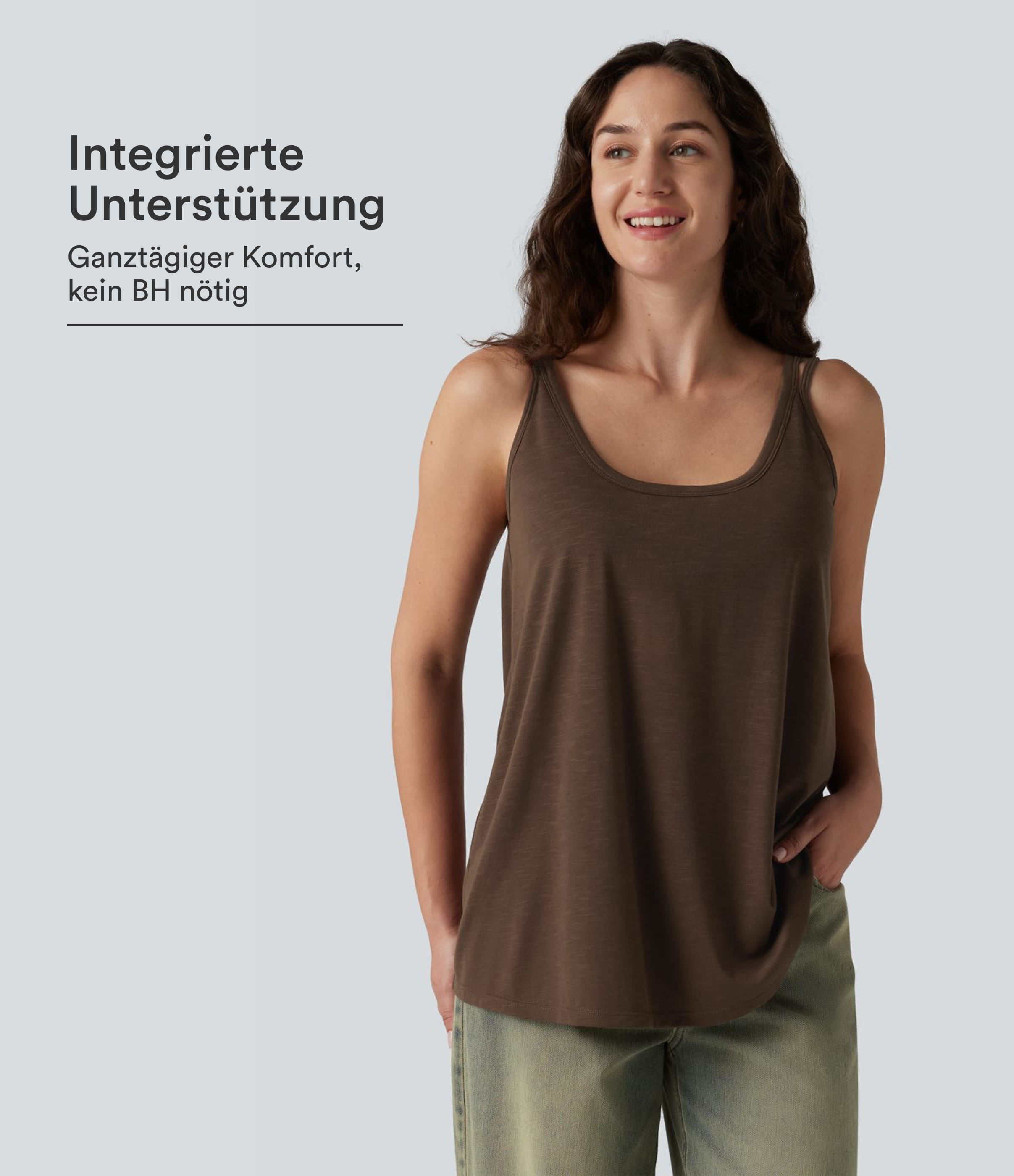 Lässiges Tanktop mit U-Ausschnitt und integriertem BH - loose fit