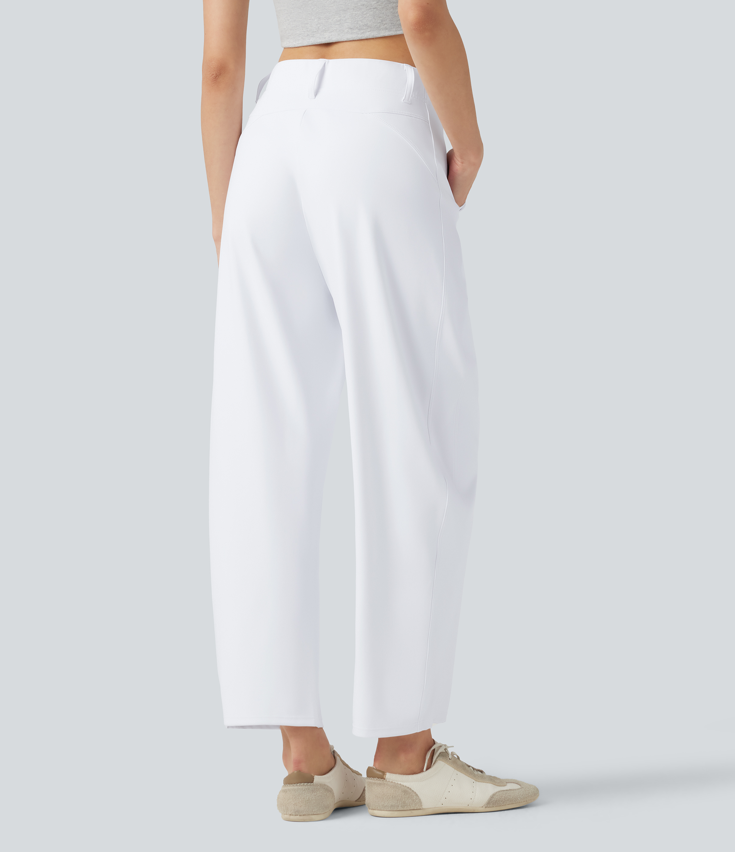 Blanc Pantalon barrel DayStretch taille haute avec poches / 2