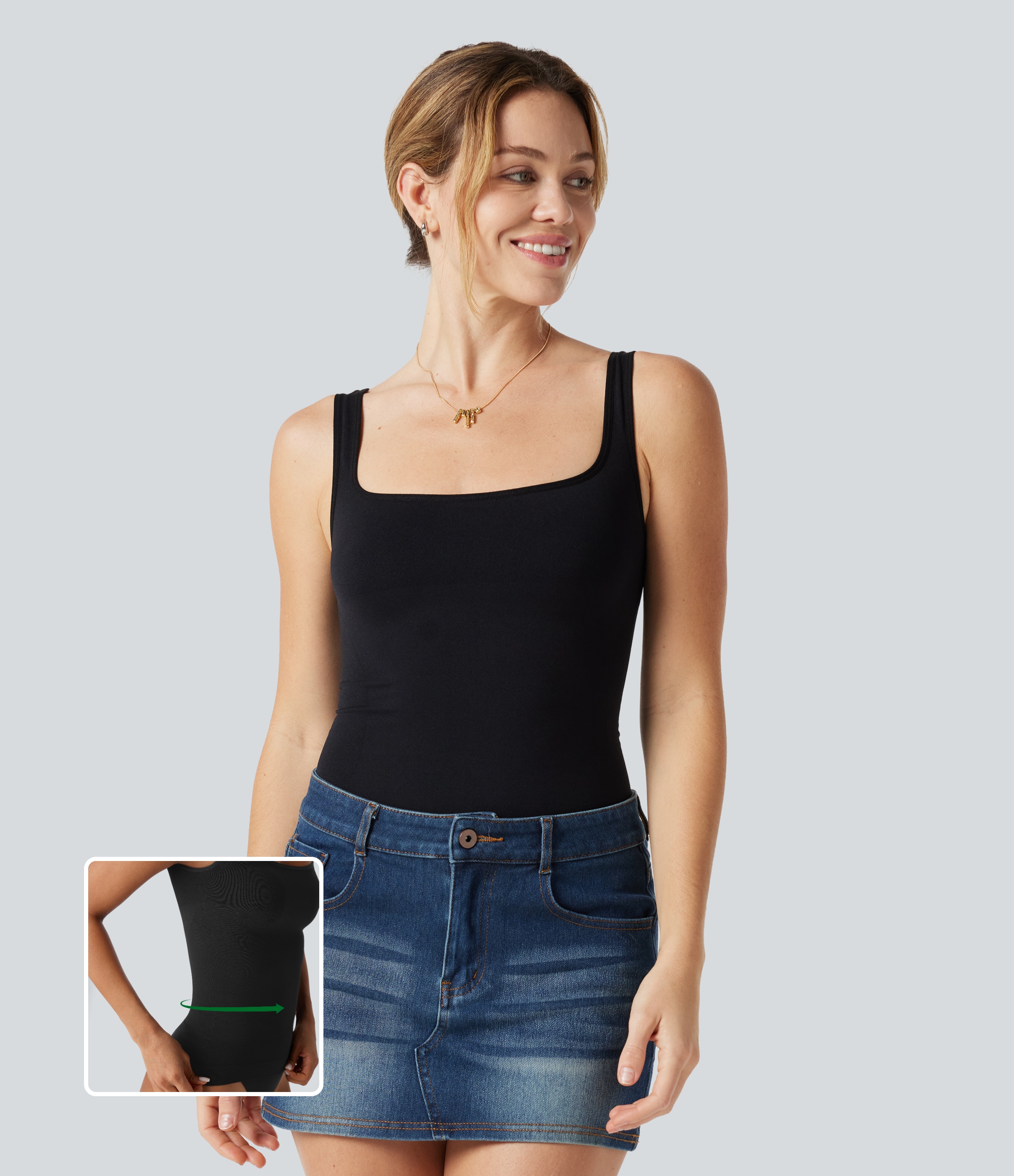 OneForm Seamless Flow Square Neck Lounge Shapewear Tank Top