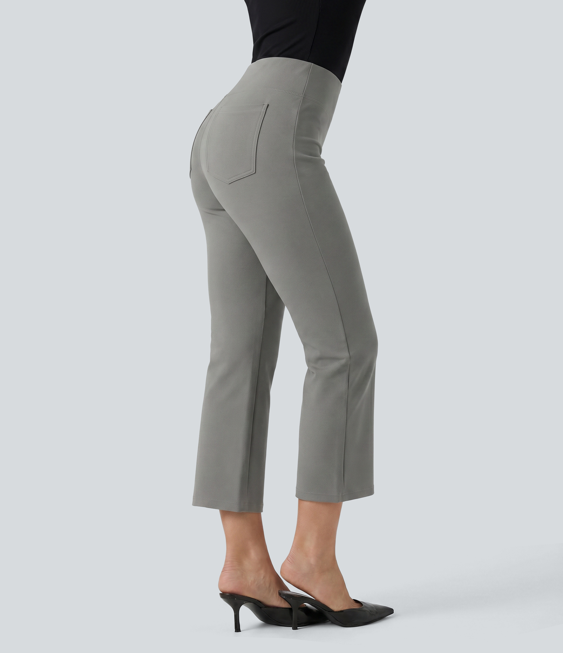 Halara Flex™ High-waisted Cropped Work Flare Pants with Pockets