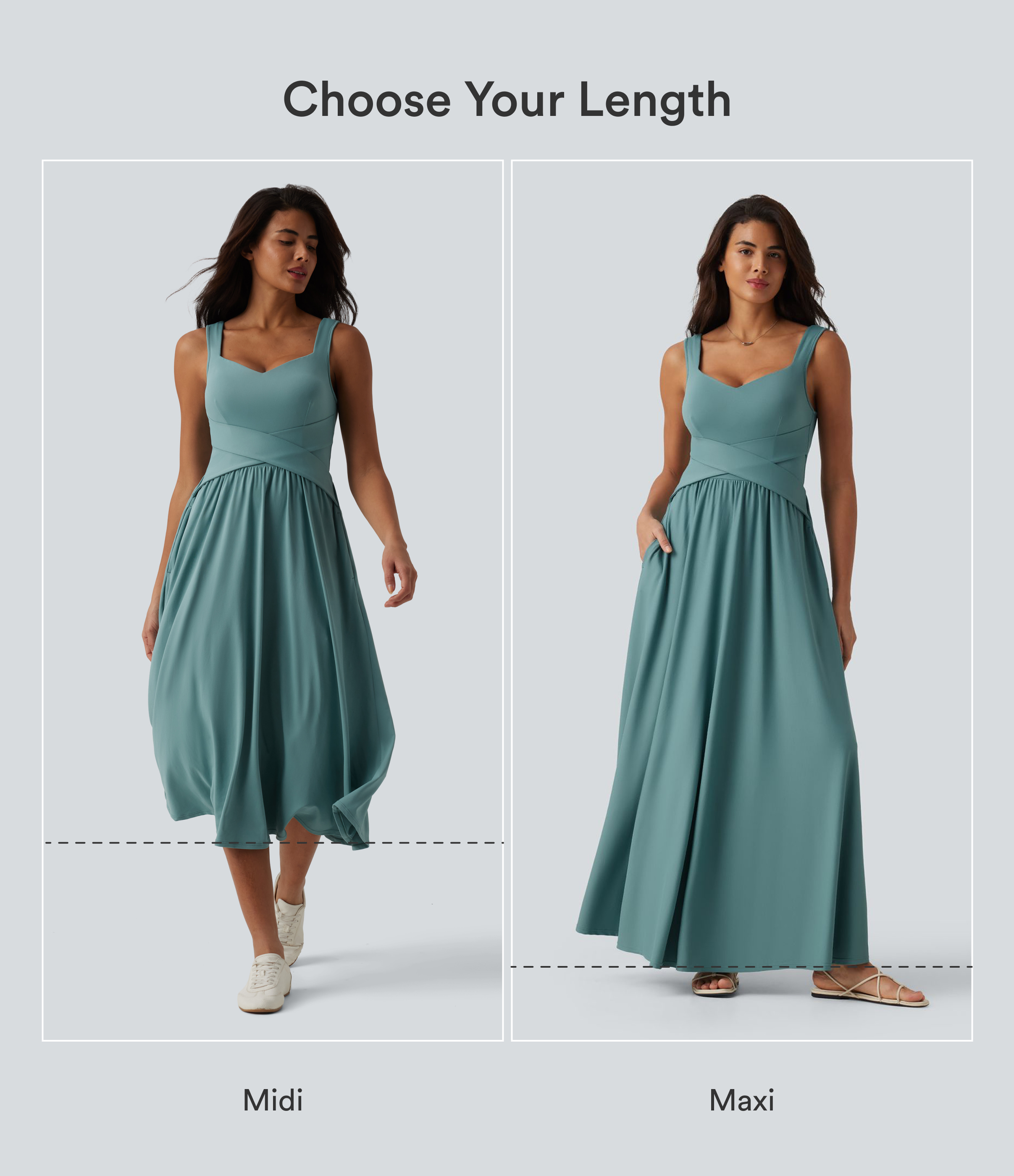 Azure Lässig fließendes Maxikleid mit integriertem BH und Taschen DD-F / 2