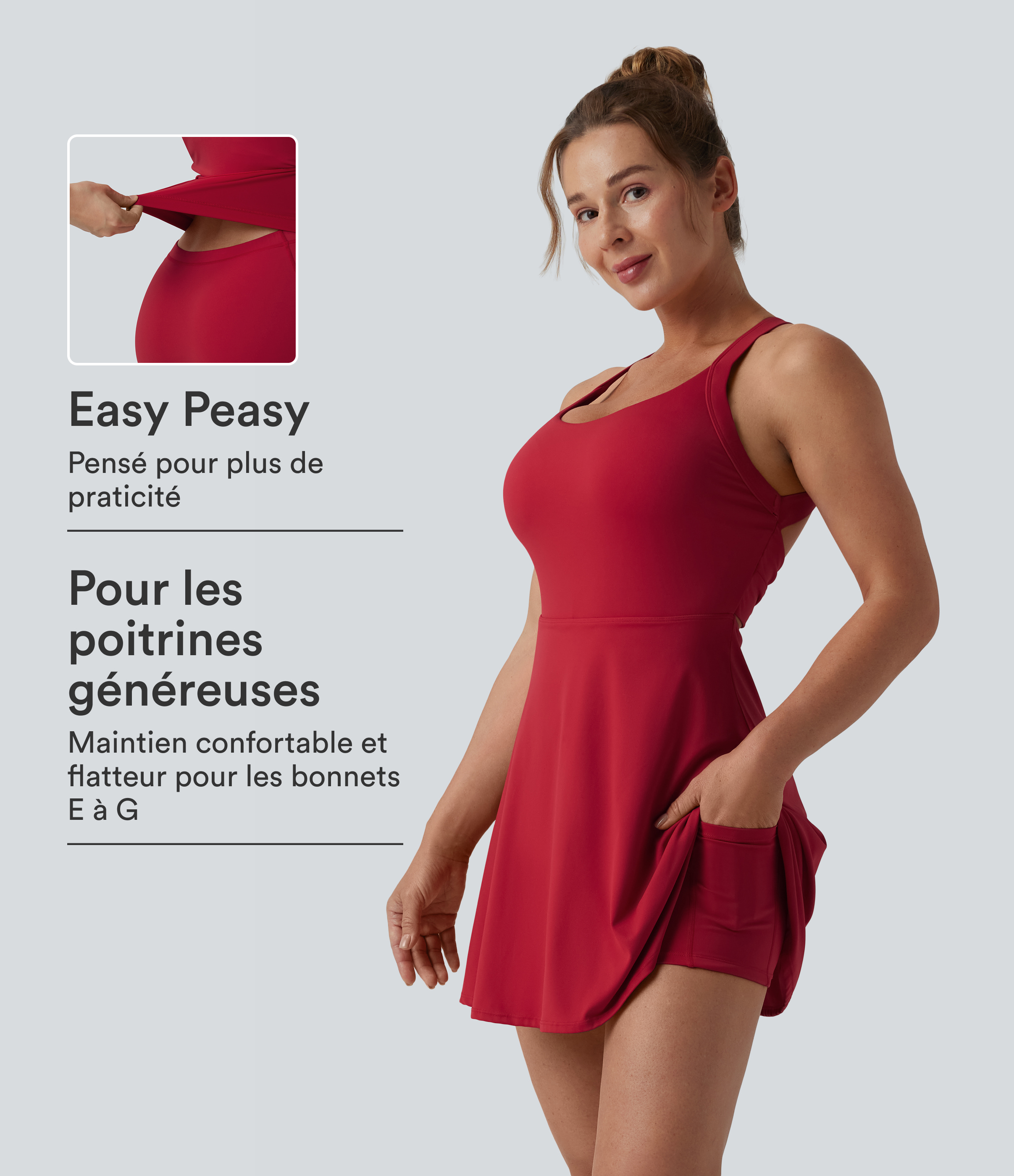 Robe sport danse dos nu torsadé toucher frais SoftlyZero™ Airy - Édition Easy Peasy bonnets E-G