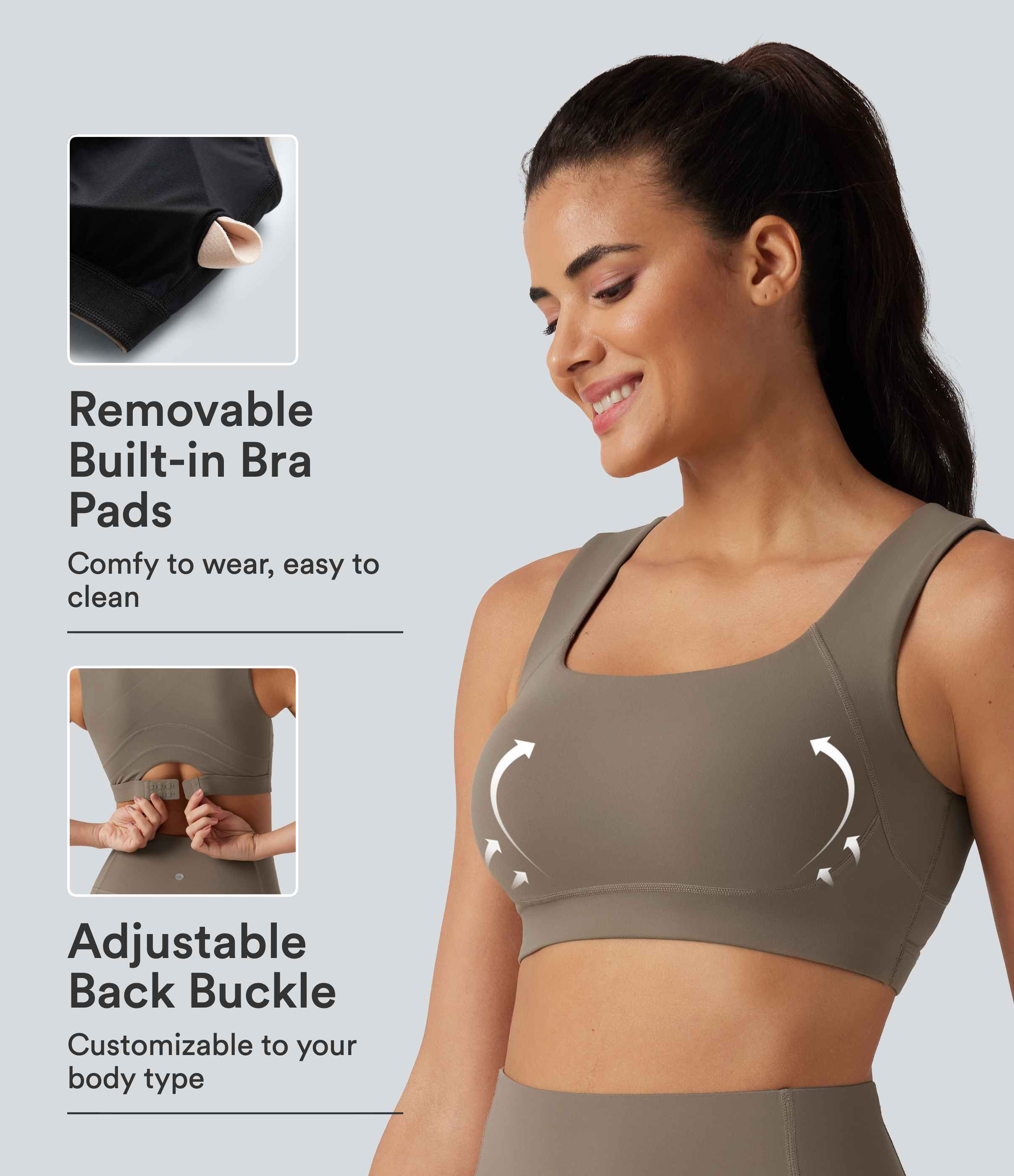 Halara UltraSculpt™ Medium Support U Neck Built-in Bra Push-Up Training Sports Bra