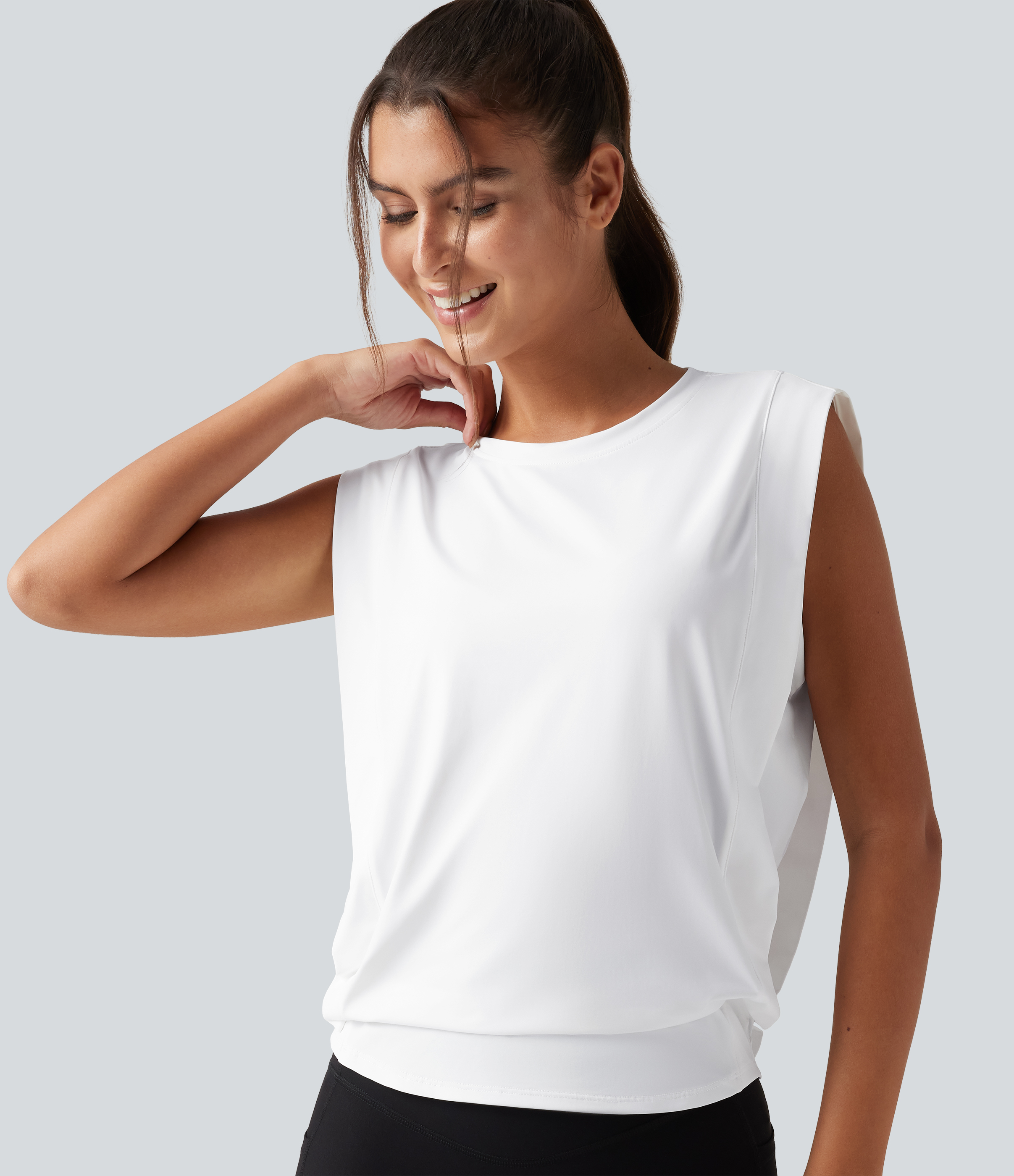 Haut sans manches à encolure ronde, toucher frais, pour le travail et le sport - UPF50+