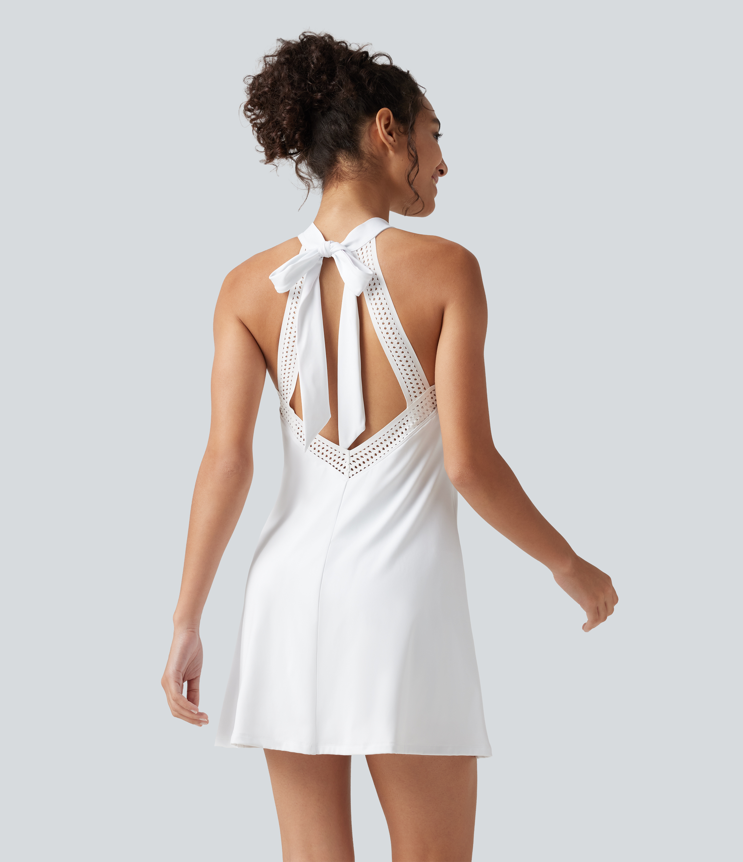 SoftlyZero™ Airy Tie Back Built-in Bra 2-in-1 InstantCool Mini Yoga Active Dress with Pocket-Longer Length