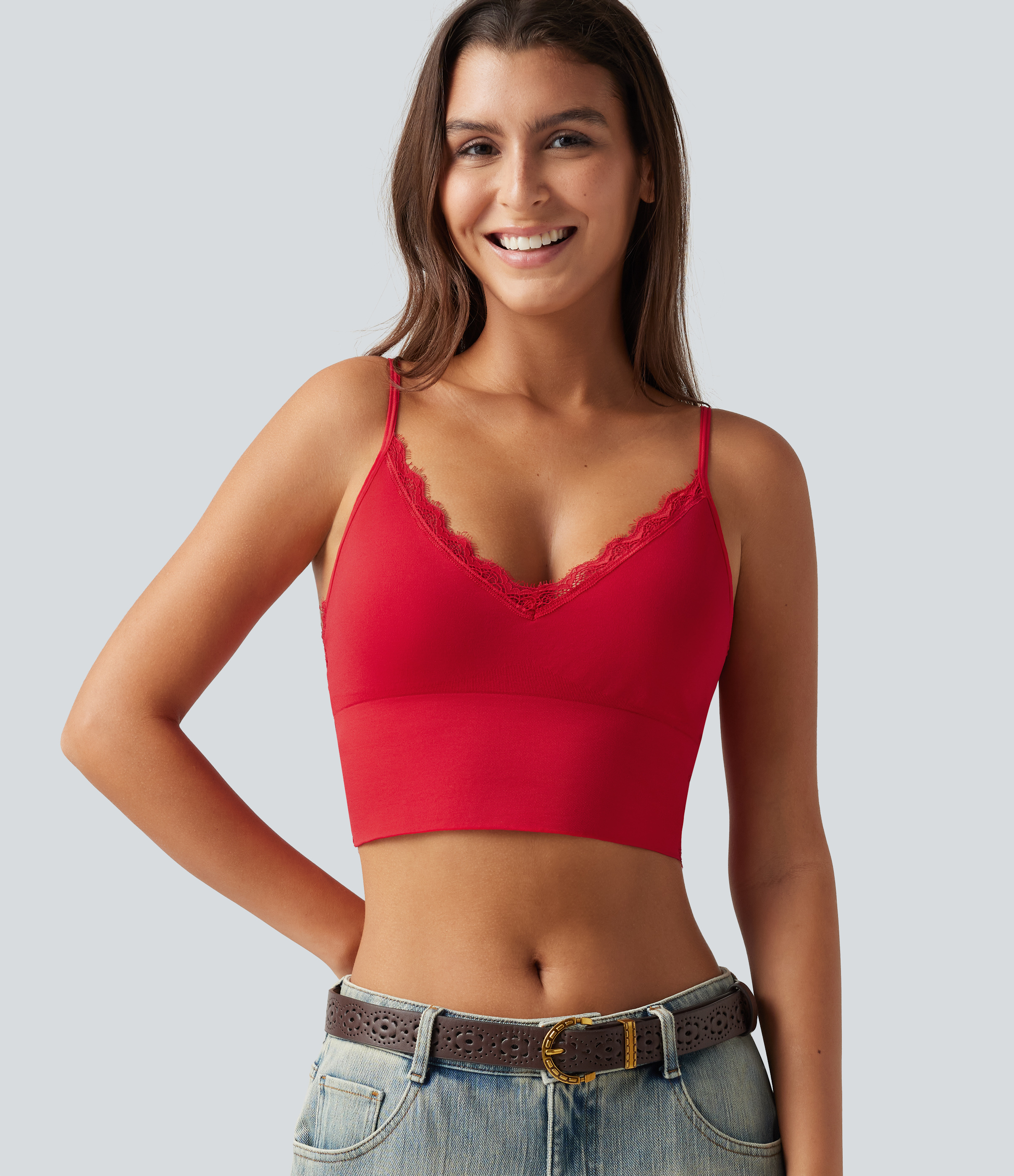 OneForm Seamless Flow Low Support Contrast Lace Casual Sports Bra