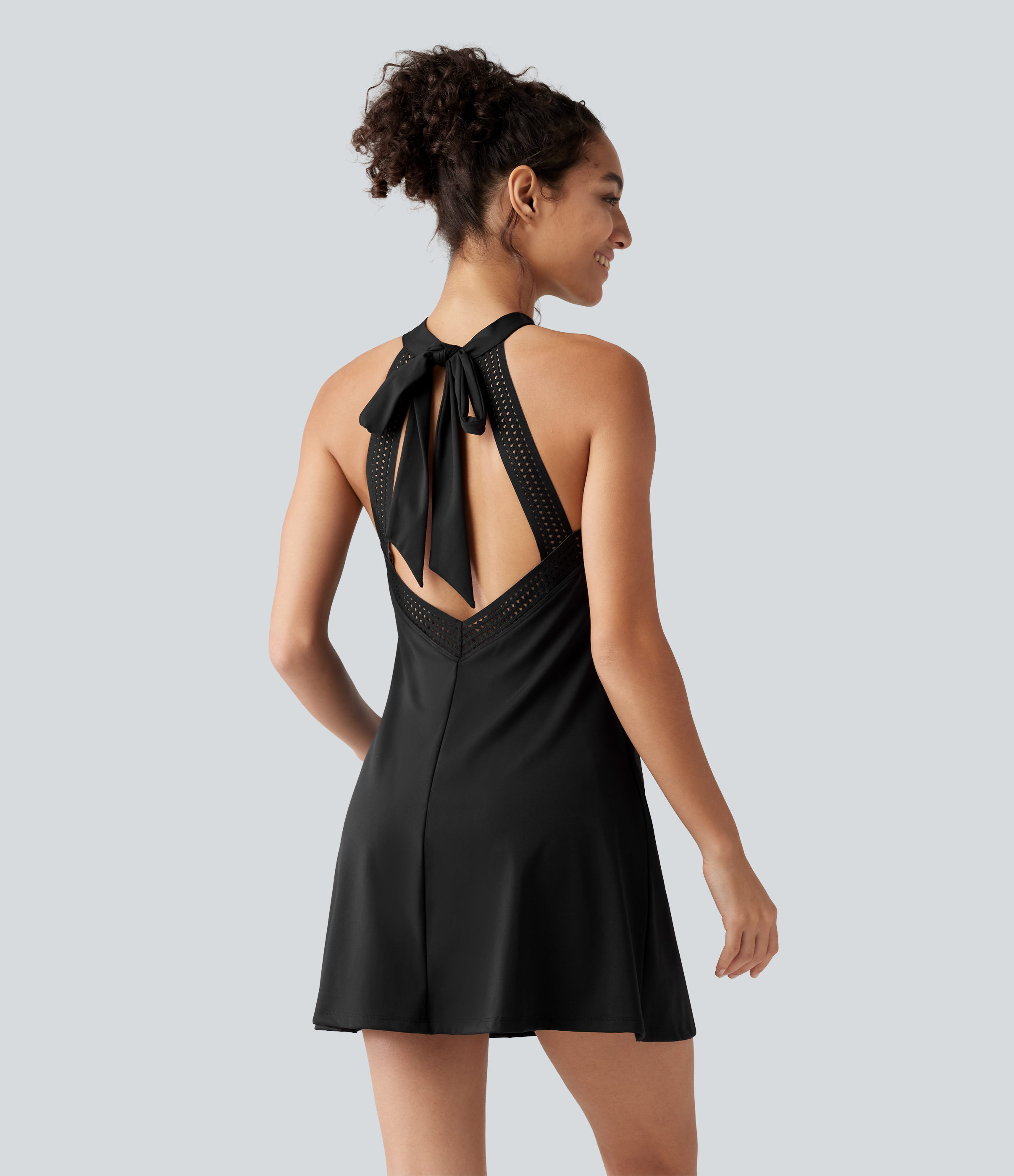 SoftlyZero™ Airy Tie Back Built-in Bra 2-in-1 InstantCool Mini Yoga Active Dress with Pocket-Longer Length