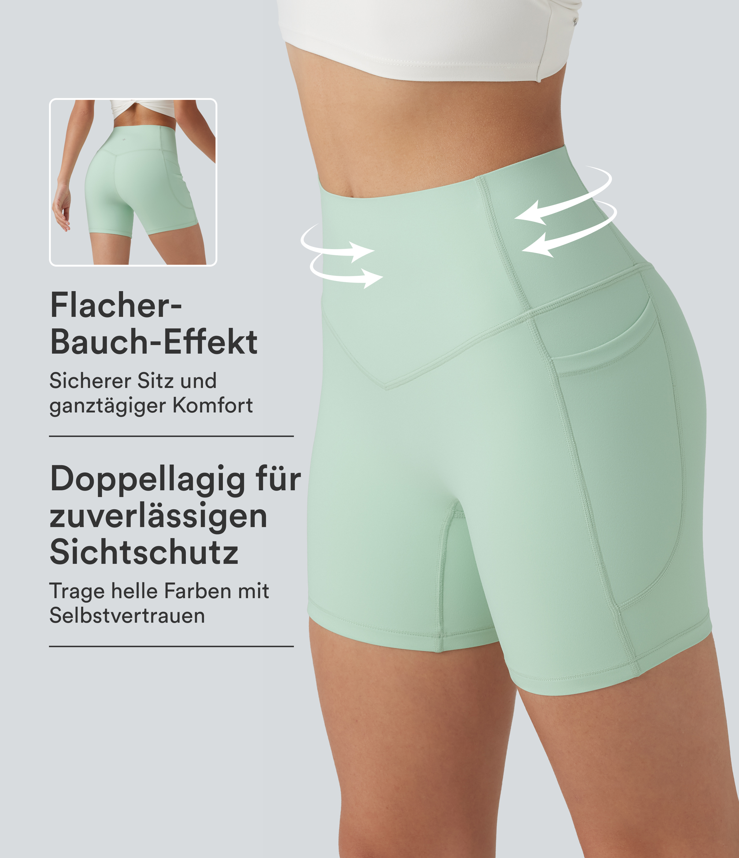 Halara UltraSculpt™ - Formende Trainings-Shorts mit hohem Bund, Seitentaschen und Bauchkontrolle - 12,7 cm
