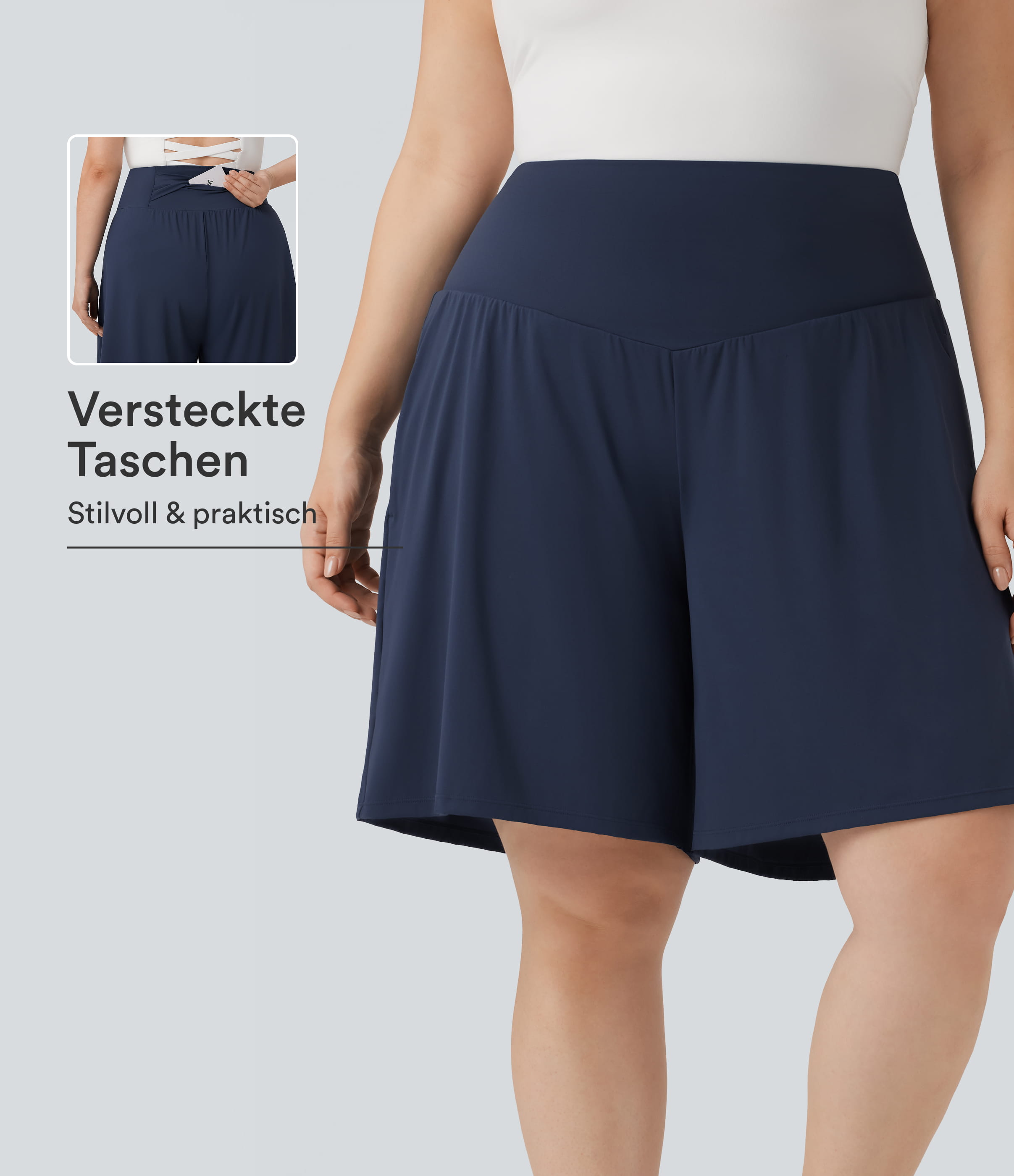 Softlyzero™ Airy - Yoga-Bermudashorts mit hohem Bund, Seitentaschen und Cool-Touch - Plus-Size
